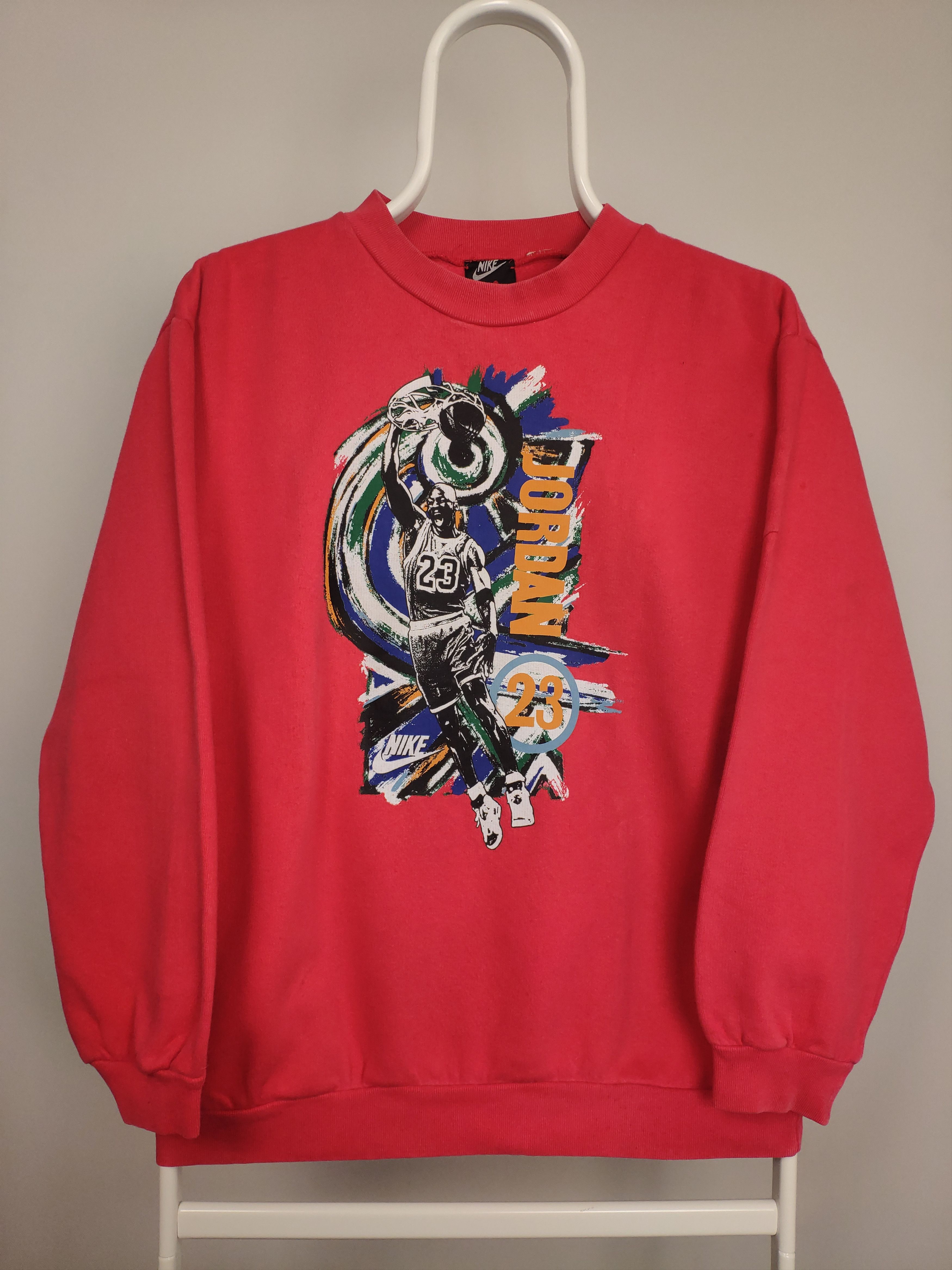Jordan Brand × Nike × Vintage Nike Jordan vintage spellout sweatshirt red rare 90s Size US S / EU 44-46 / 1 - 1 Thumbnail