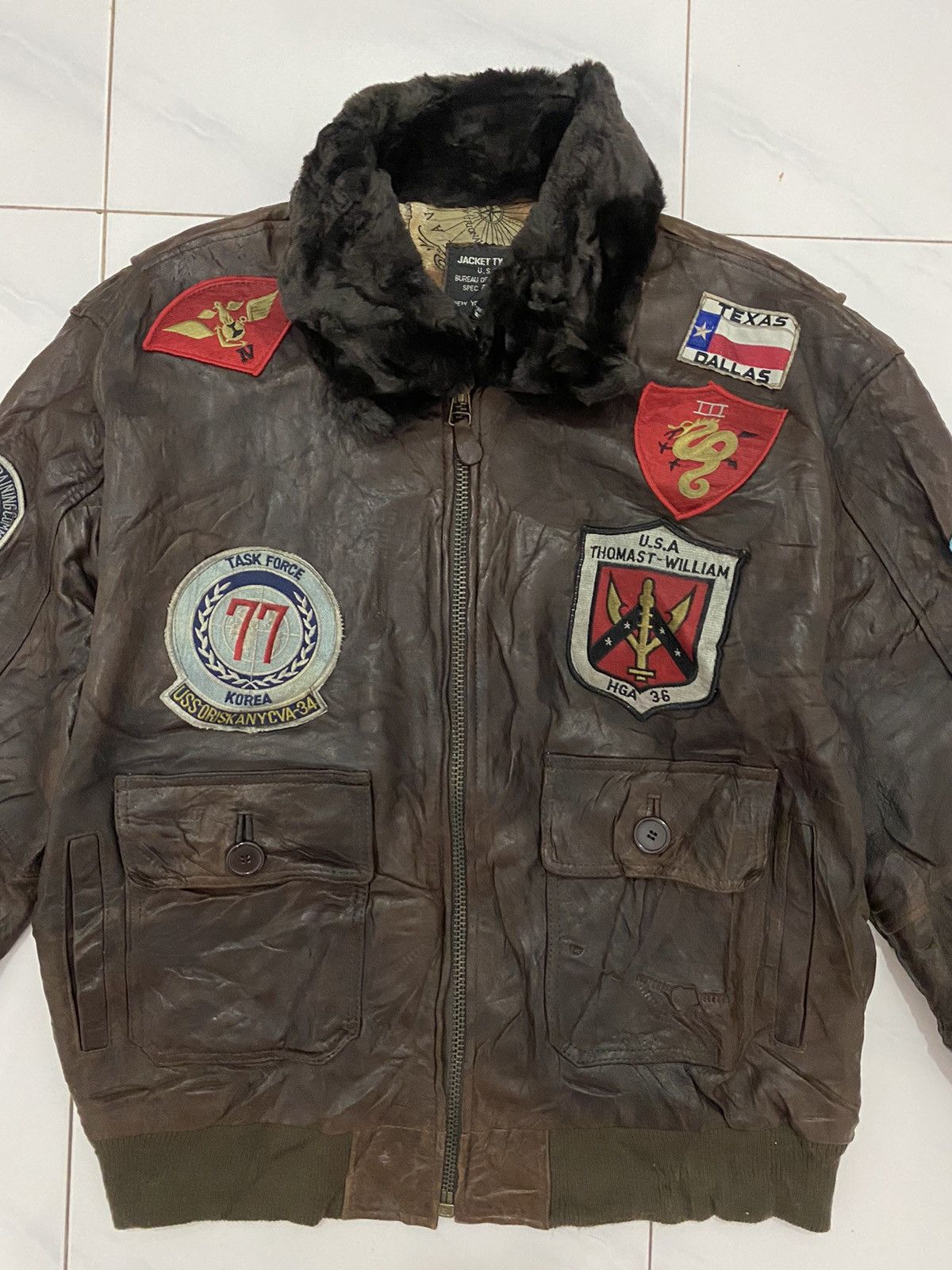 Genuine Leather 🔥Vintage🔥 G-1 US Navy Top Gun Leather Jacket Size US XL / EU 56 / 4 - 4 Thumbnail