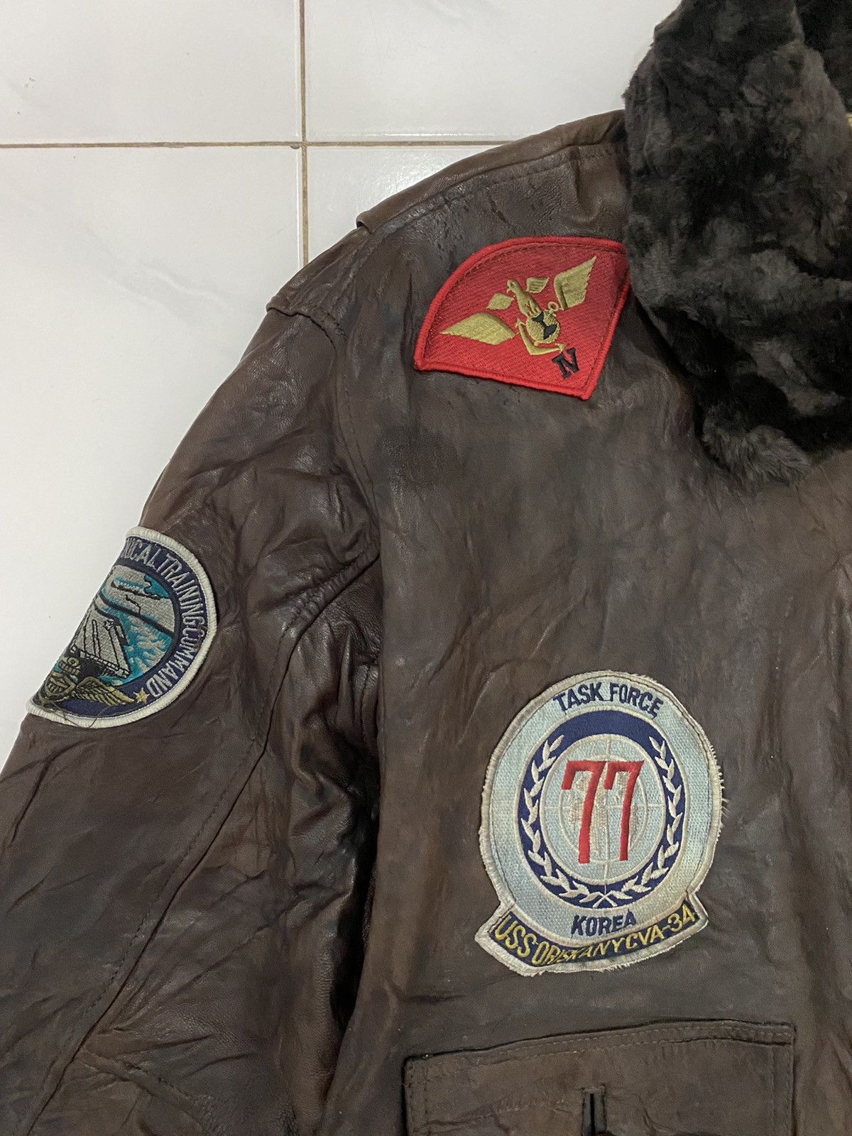 Genuine Leather 🔥Vintage🔥 G-1 US Navy Top Gun Leather Jacket Size US XL / EU 56 / 4 - 5 Thumbnail