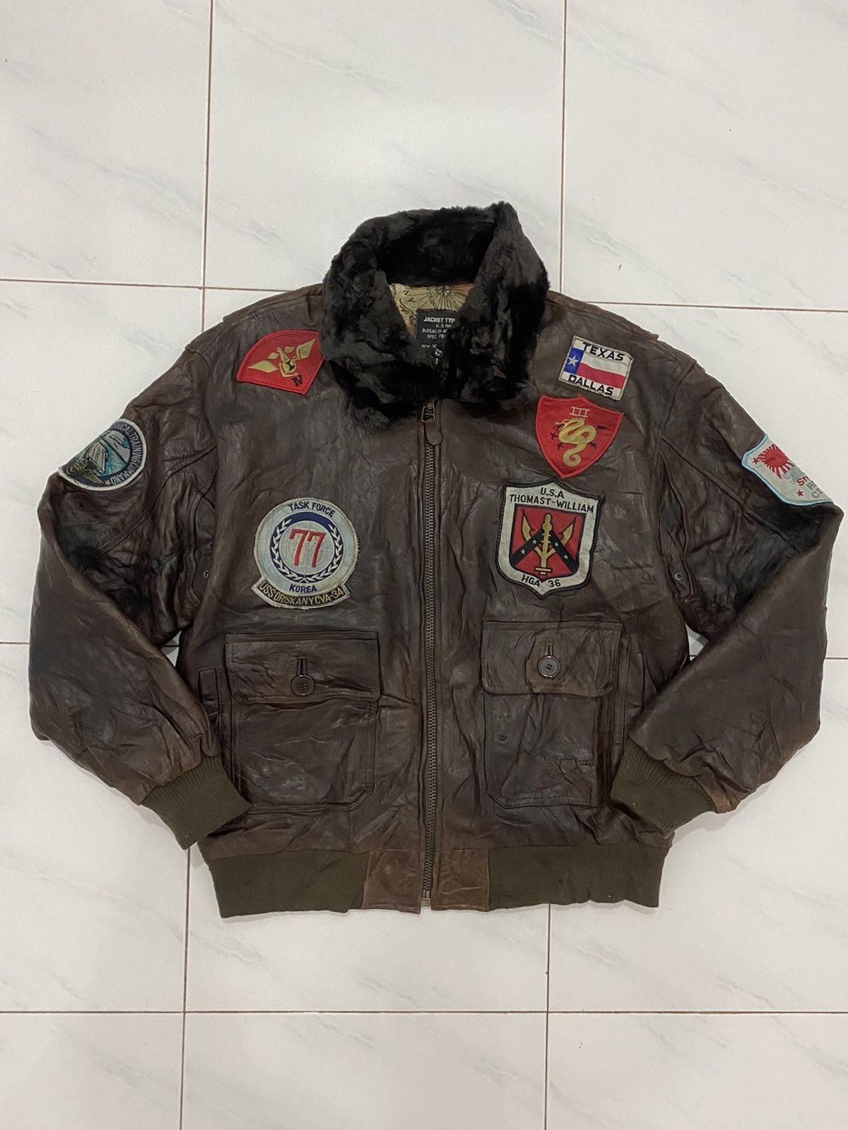 Genuine Leather 🔥Vintage🔥 G-1 US Navy Top Gun Leather Jacket Size US XL / EU 56 / 4 - 2 Thumbnail