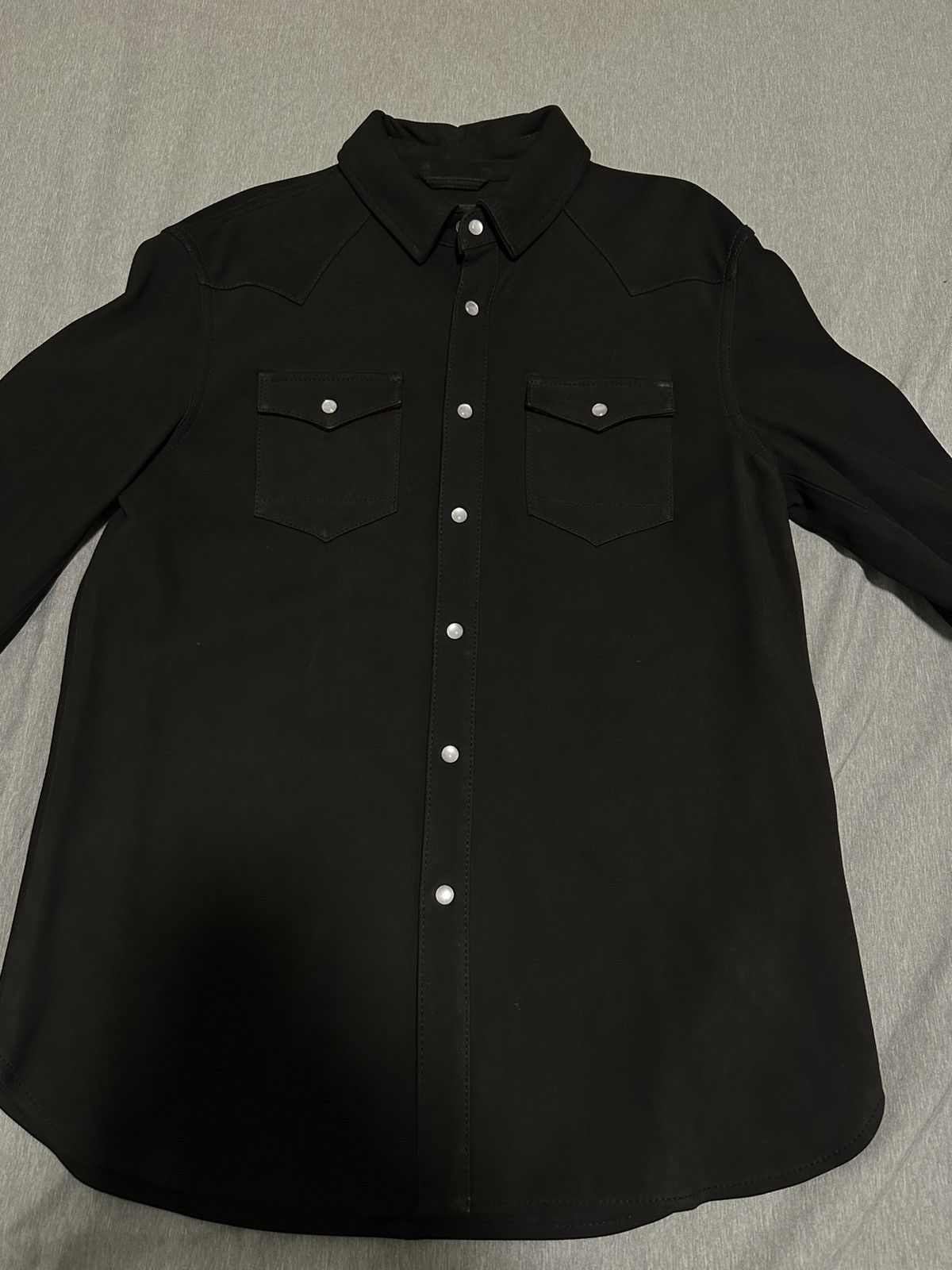Allsaints Leather Long Sleeve Shirt Size US M / EU 48-50 / 2 - 1 Thumbnail