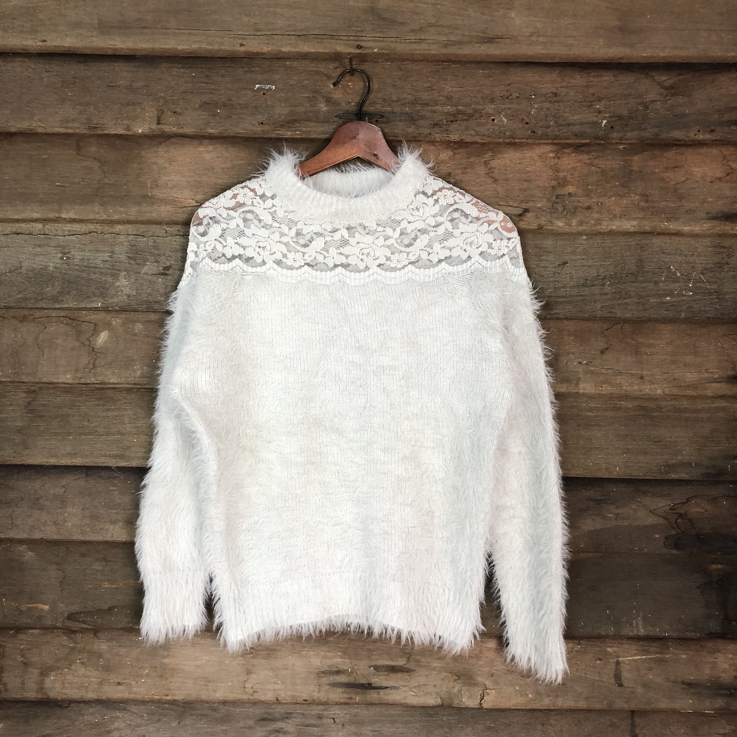image of Homespun Knitwear Igni Shag Shaggy Sexy Fur Mohair Knitwear 6716 in Grey, Women's (Size Medium)