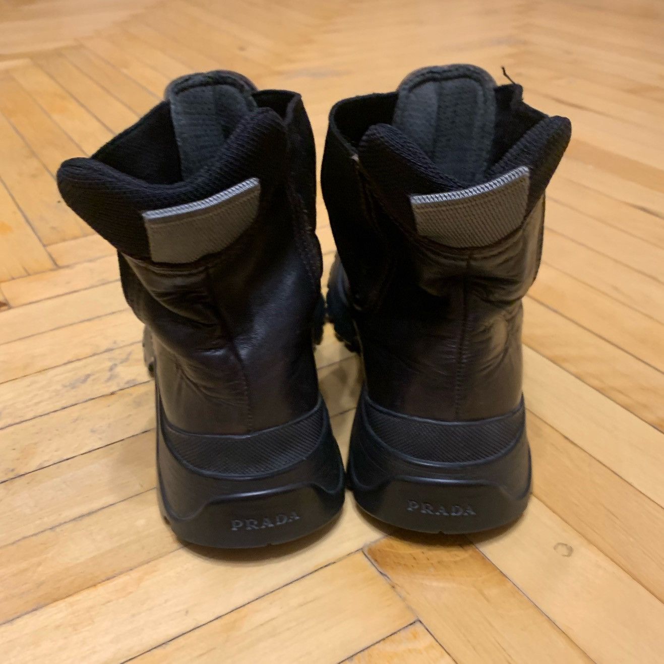 Prada 🔴 PRADA Boots Brown Shoes Vintage Leather Tractor Combat Size US 6.5 / IT 36.5 - 7 Thumbnail