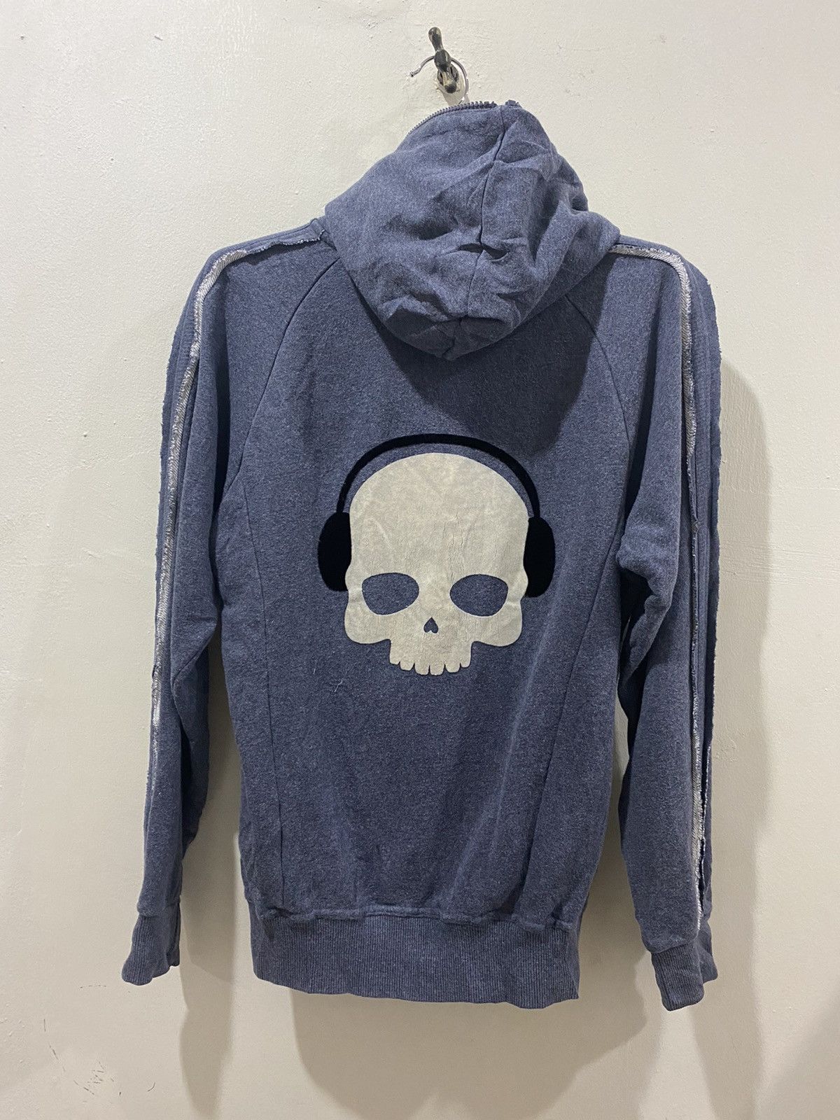 image of Hydrogen 1 Distressed Hydrogen Skeleton Hoodie in Cloud, Men's (Size Small)