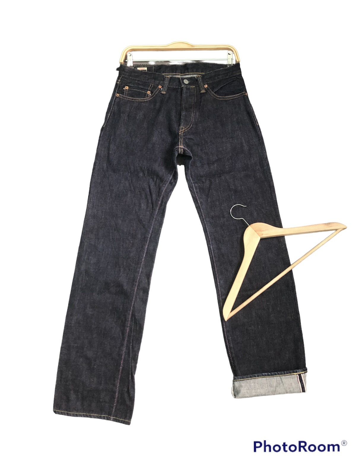 Japanese Brand × Momotaro Jeans MOMOTARO GOING TO BATTLE SELVEDGE INDIGO BLUE DENIM JEANS Size US 29 - 2 Thumbnail