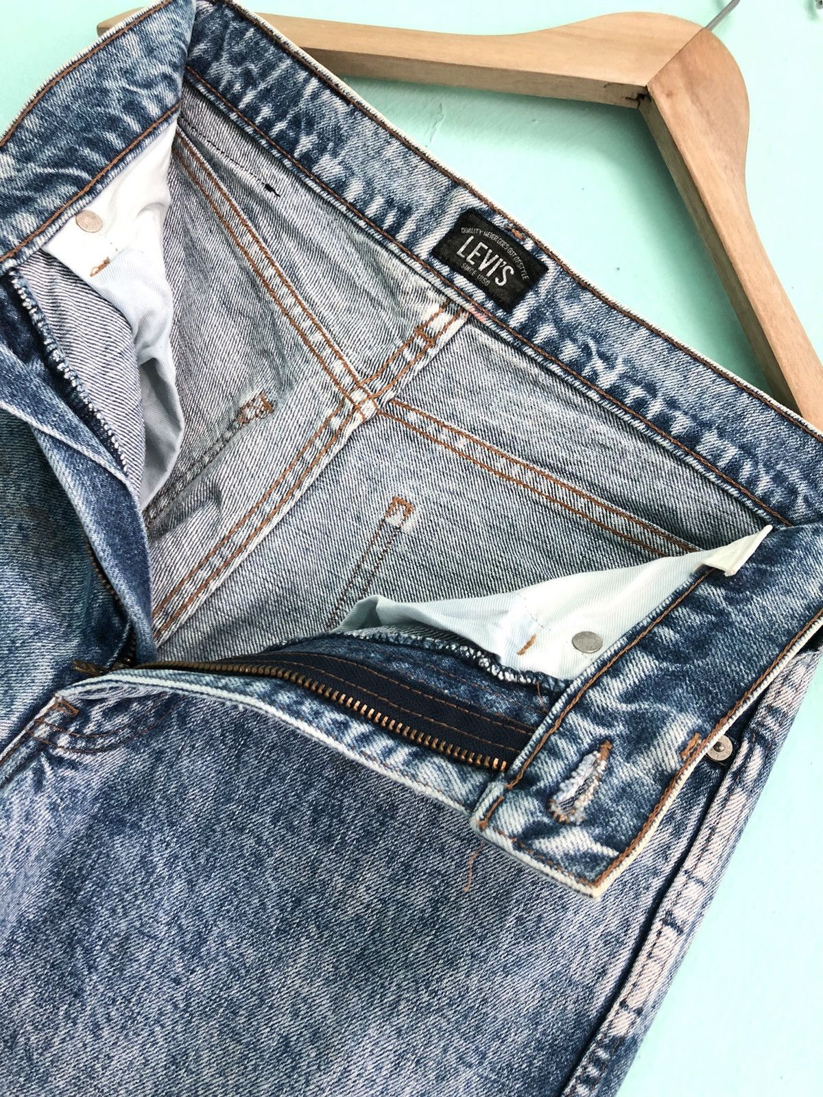 Levi's Vintage Clothing × Vintage VINTAGE 90s LEVIS STONE WASH BLACK TAB BIG E DENIM JEANS Size US 29 - 3 Thumbnail