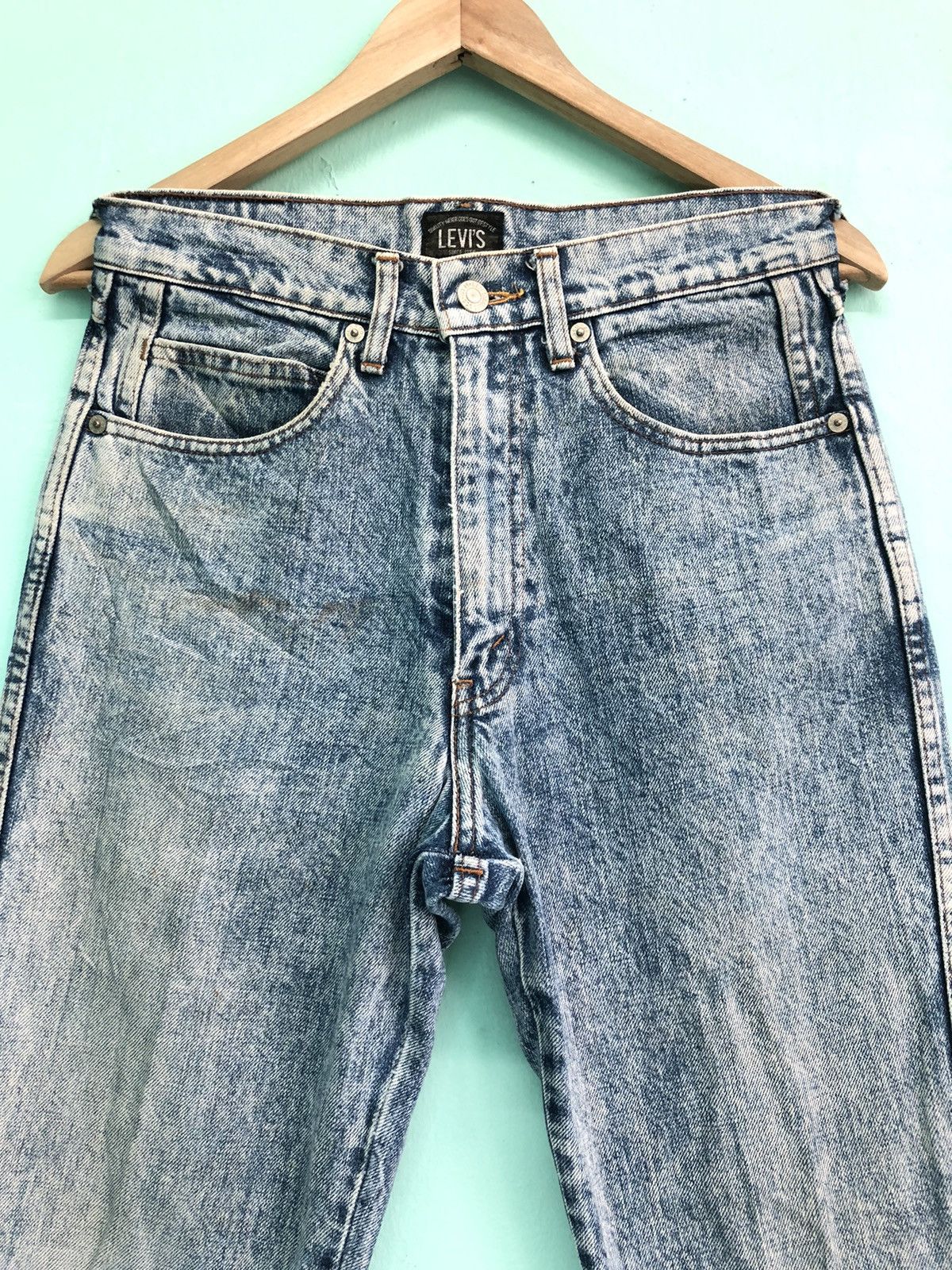 Levi's Vintage Clothing × Vintage VINTAGE 90s LEVIS STONE WASH BLACK TAB BIG E DENIM JEANS Size US 29 - 1 Thumbnail