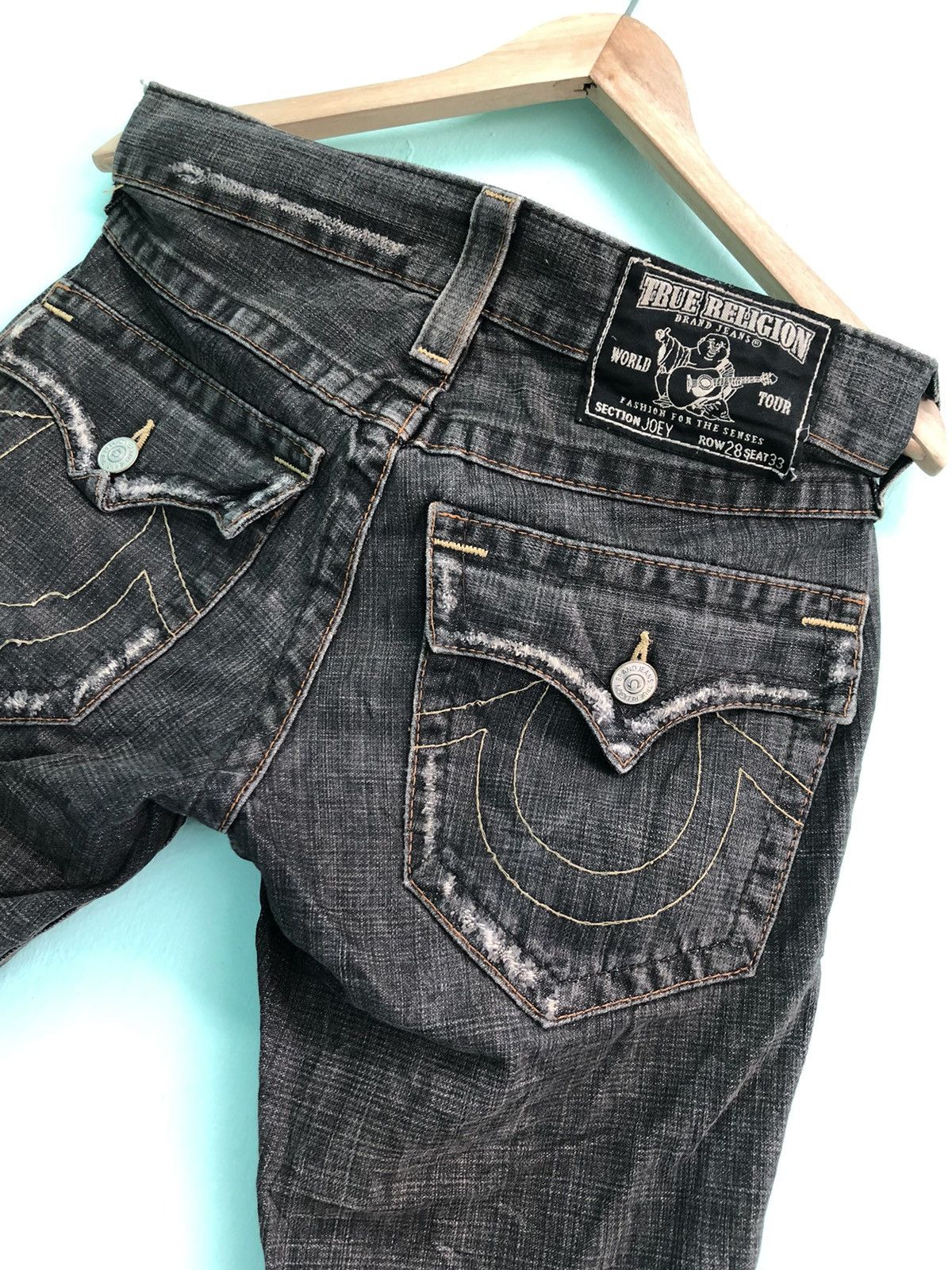 True Religion × Vintage VINTAGE TRUE RELIGION JOEY SHORT DISTRESSED DENIM JEANS Size US 31 - 1 Thumbnail