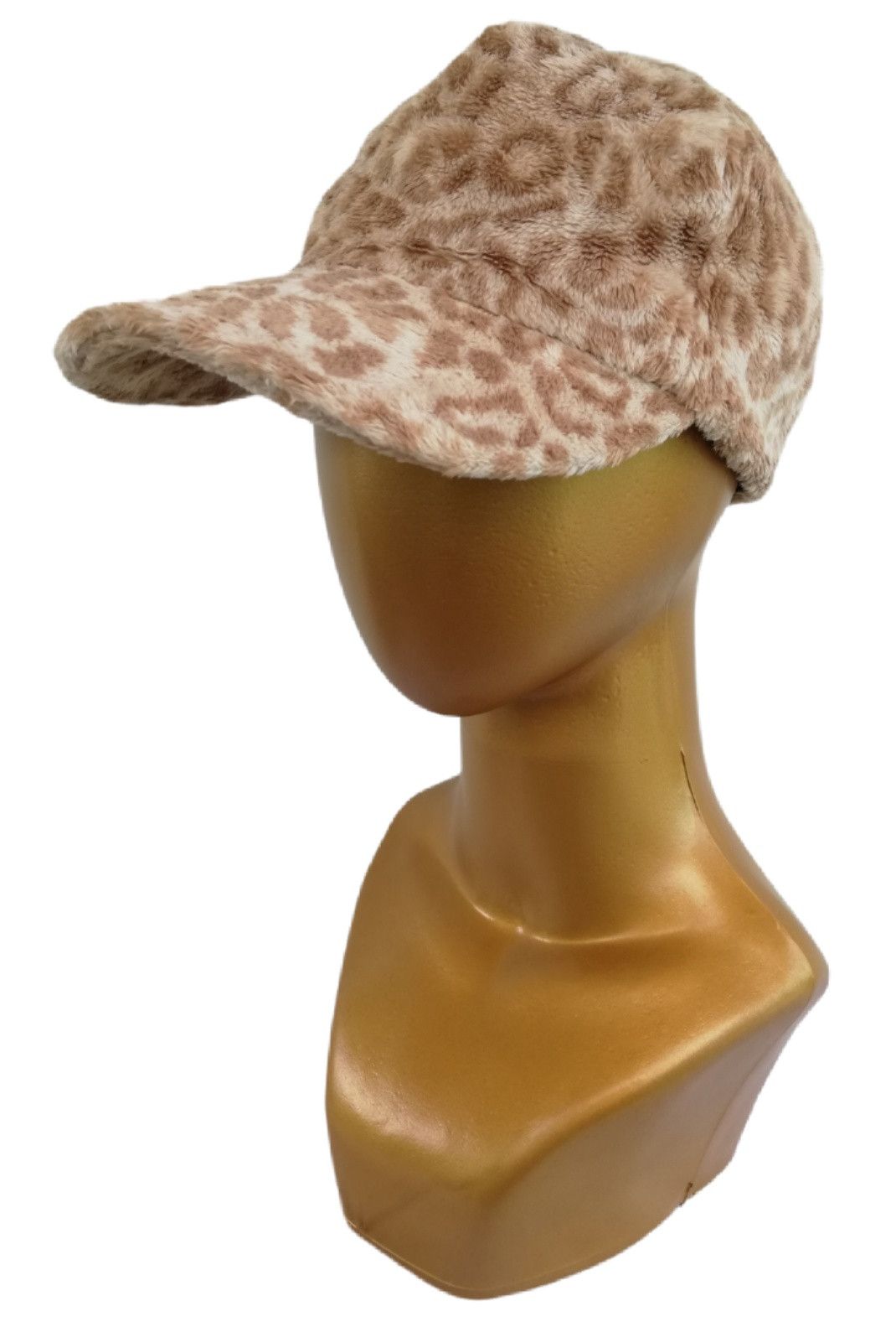 image of Ca4La Design Leopard Fleece Fur Polyester Hat Cap in Light Brown, Men's