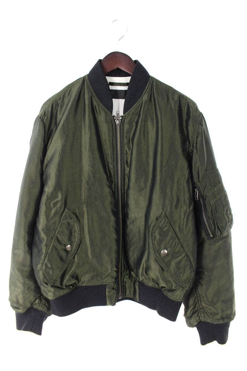 Haider Ackermann Haider Ackermann Olive Satin Ma-1 Draped Bomber Jacket ...