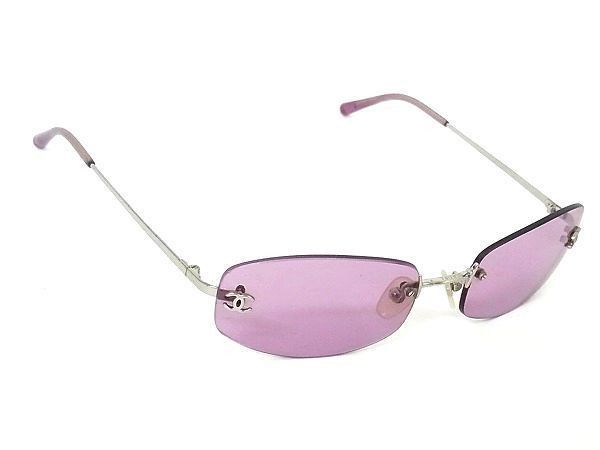 Chanel Chanel Purple Tinted CC Logo Rimless Sunglasses 4002