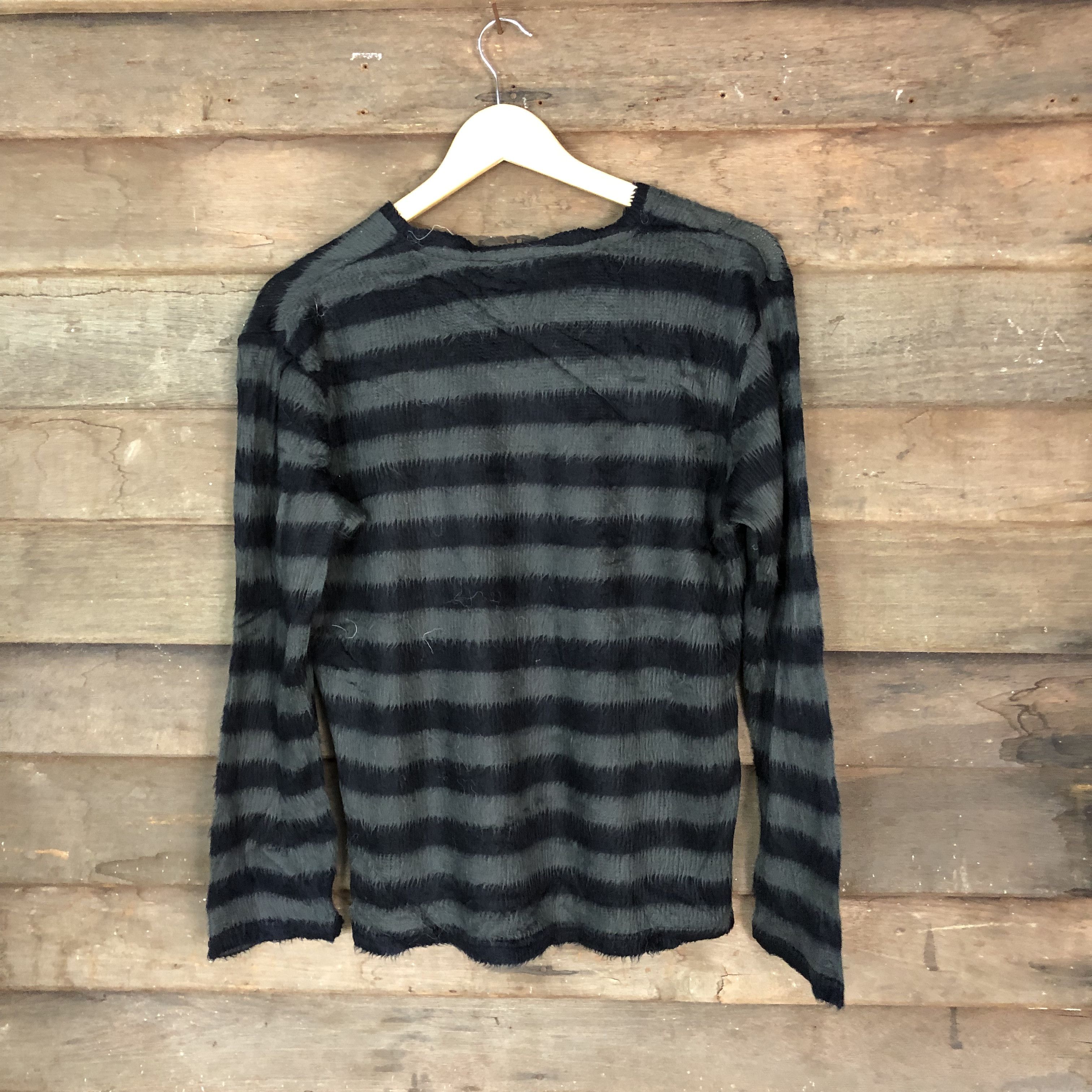 Vintage Final Bask Stripe Shag Shaggy Fur Mohair Knitwear #6712 Size US L / EU 52-54 / 3 - 8 Thumbnail