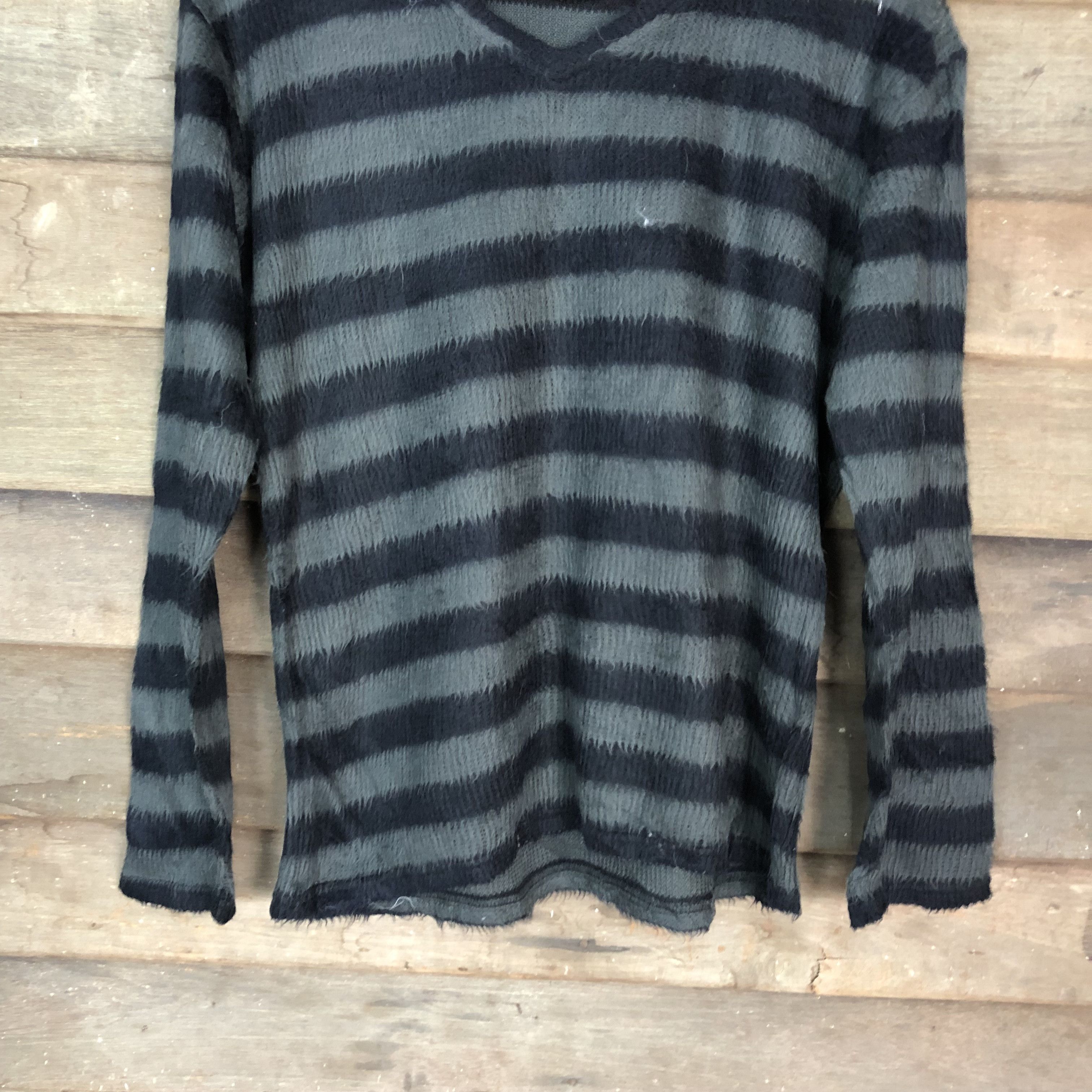 Vintage Final Bask Stripe Shag Shaggy Fur Mohair Knitwear #6712 Size US L / EU 52-54 / 3 - 3 Thumbnail