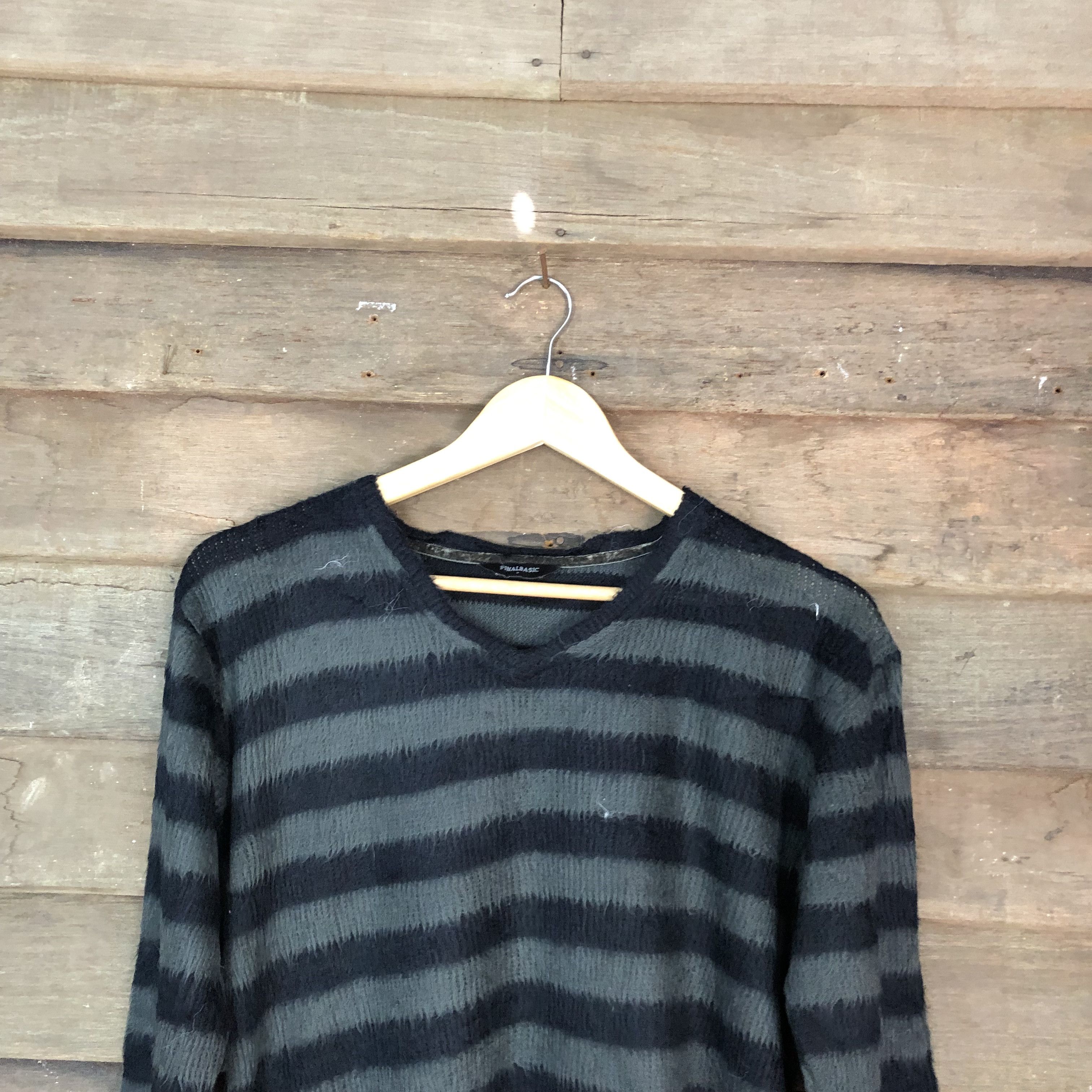 Vintage Final Bask Stripe Shag Shaggy Fur Mohair Knitwear #6712 Size US L / EU 52-54 / 3 - 2 Thumbnail