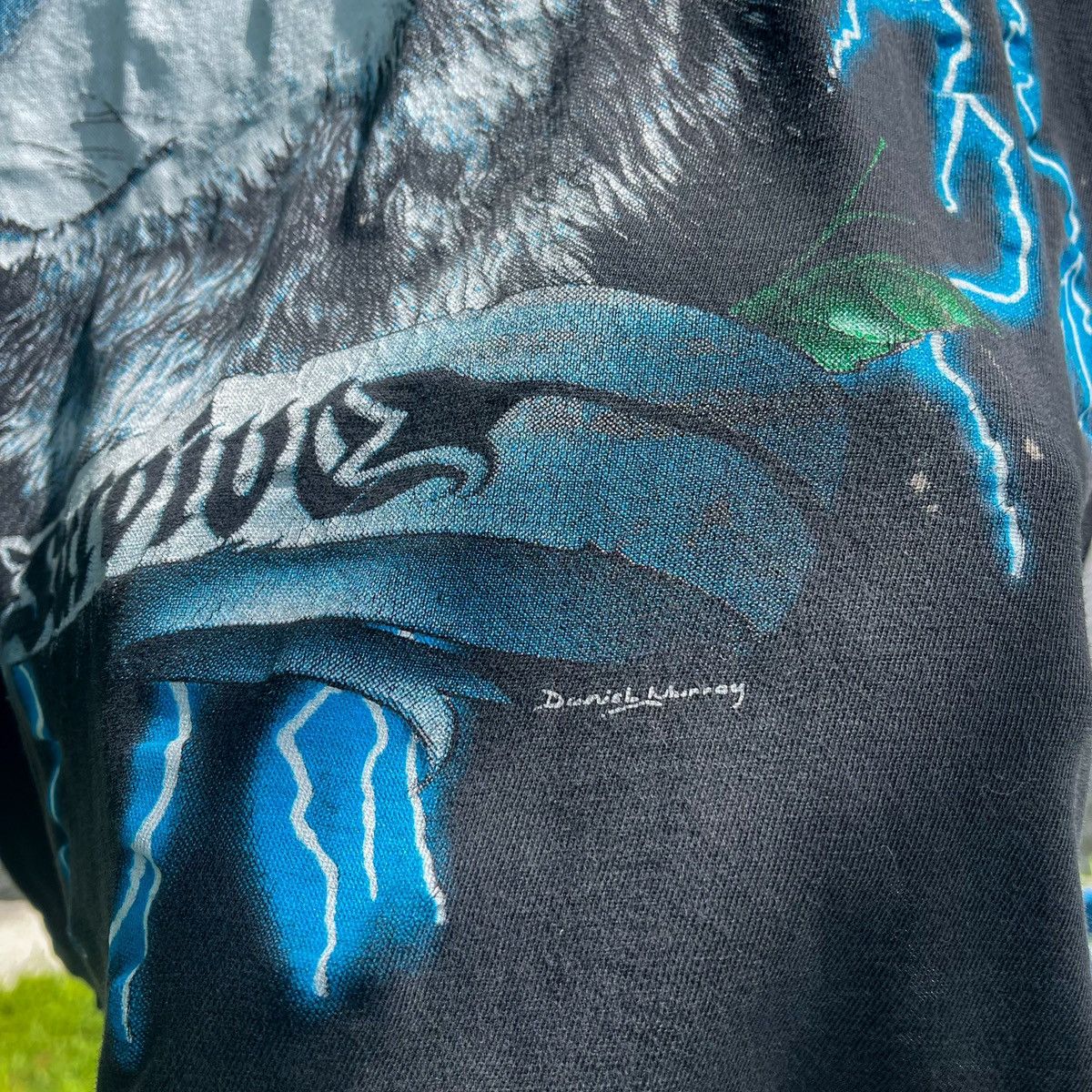 Vintage Vintage 90s American Thunder Travis Scott Wolf Lightning Size US L / EU 52-54 / 3 - 7 Thumbnail