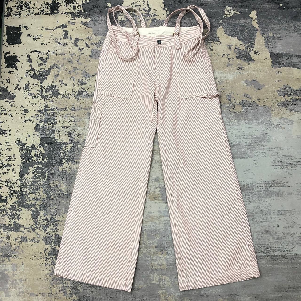 Japanese Brand P133 SUNNY CLOUDS FLARED CARPENTER HICKORY STRIPED PANTS Size 30" / US 8 / IT 44 - 1 Thumbnail