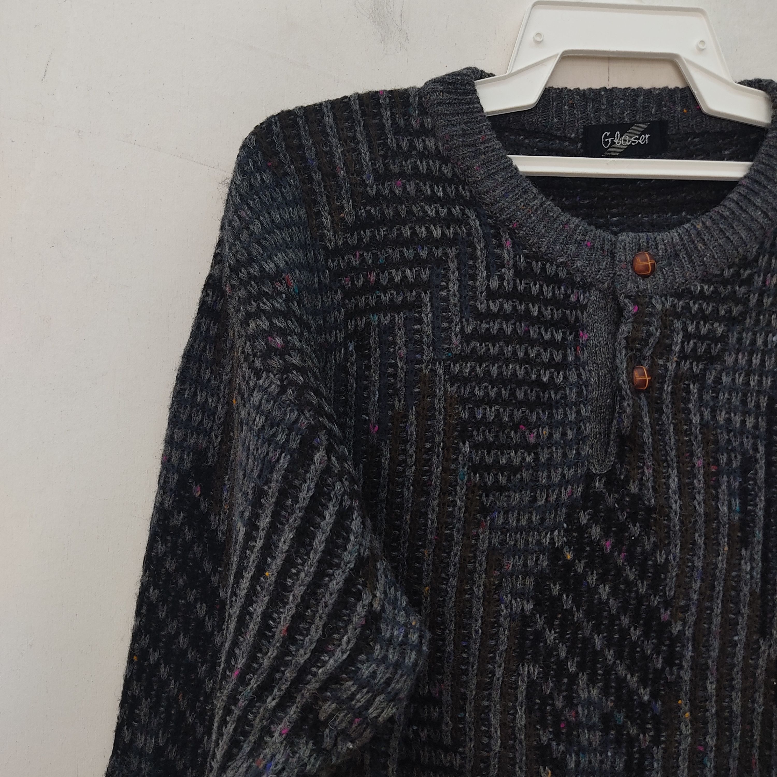 Vintage Glaser Gray Black Knitwear Jumper Size US L / EU 52-54 / 3 - 4 Thumbnail