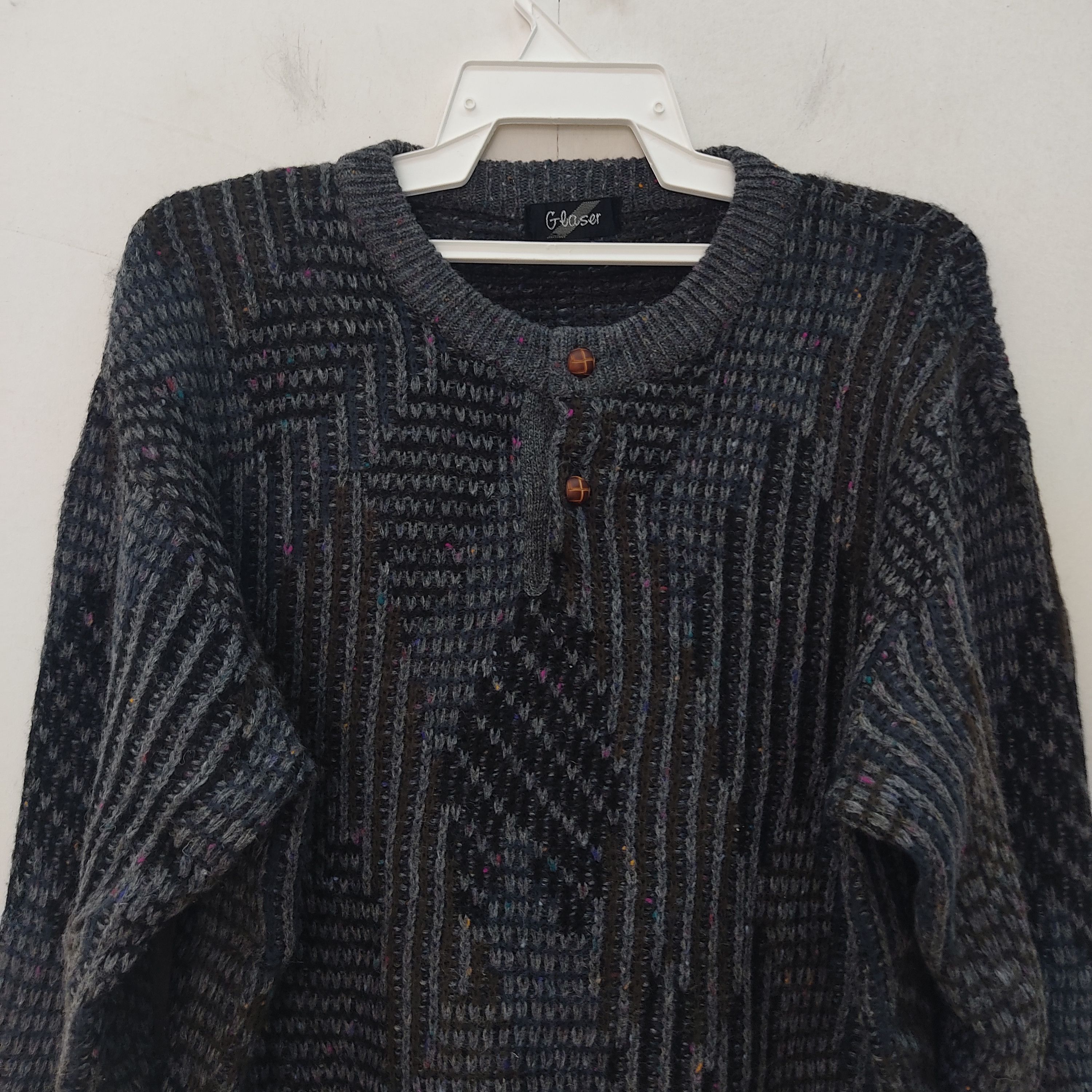 Vintage Glaser Gray Black Knitwear Jumper Size US L / EU 52-54 / 3 - 2 Thumbnail