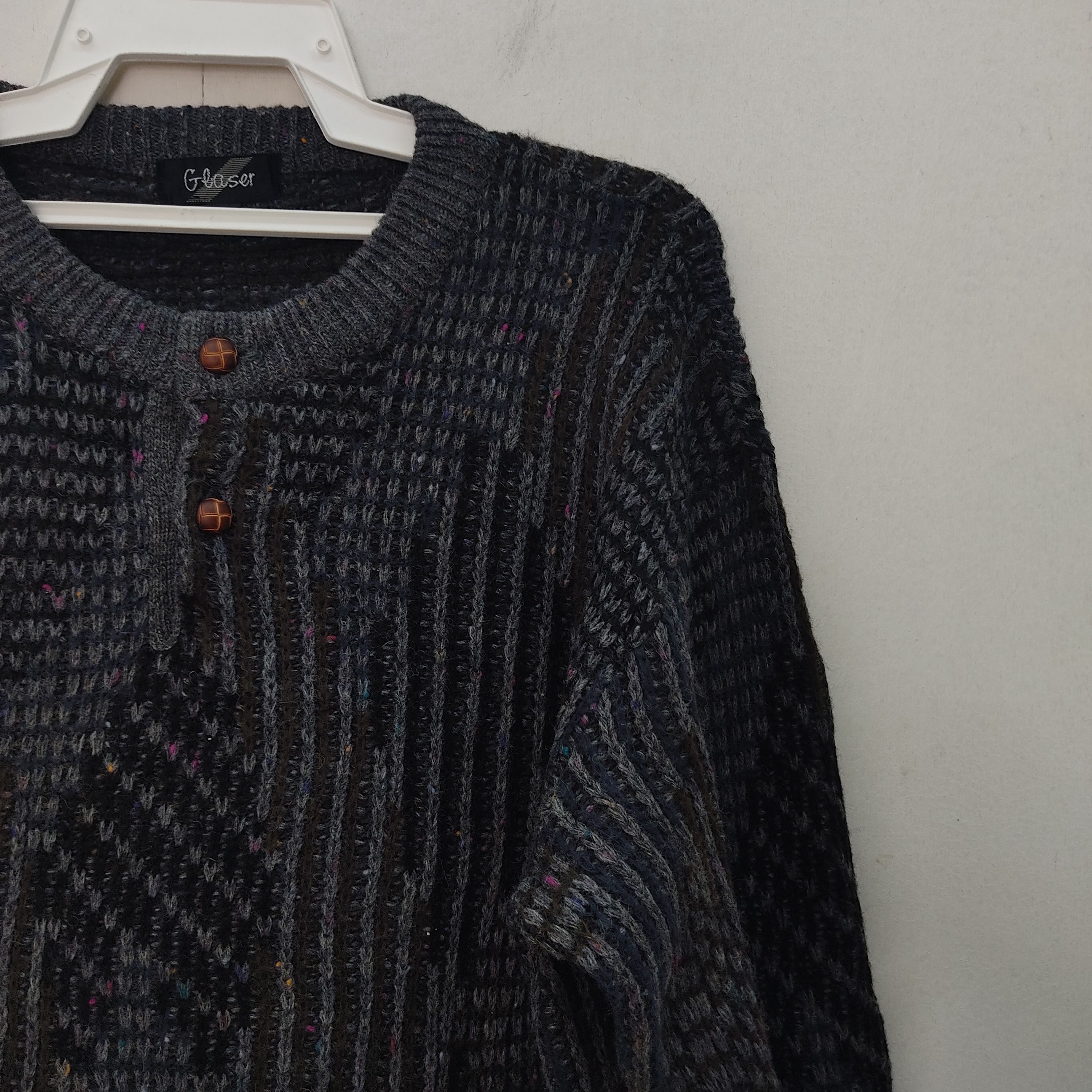 Vintage Glaser Gray Black Knitwear Jumper Size US L / EU 52-54 / 3 - 5 Thumbnail