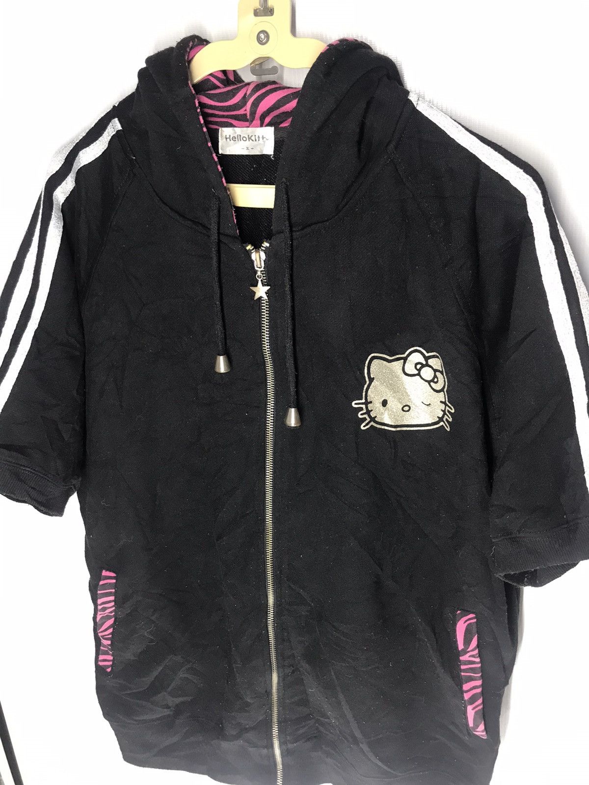 Japanese Brand Hello kitty hoodie zipper short sleeve sweater Size US L / EU 52-54 / 3 - 4 Thumbnail