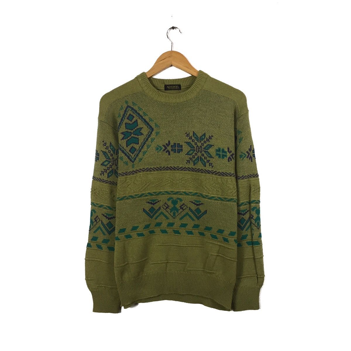 Japanese Brand × Vintage Vintage Aderos Fleece Sweatshirt CrewNeck Art Design Knit Size US M / EU 48-50 / 2 - 1 Thumbnail