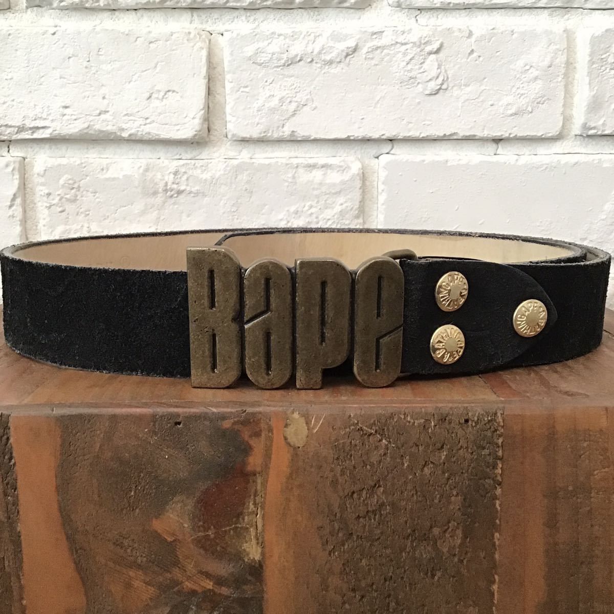 BAPE A Bathing Ape Leather Belt Black