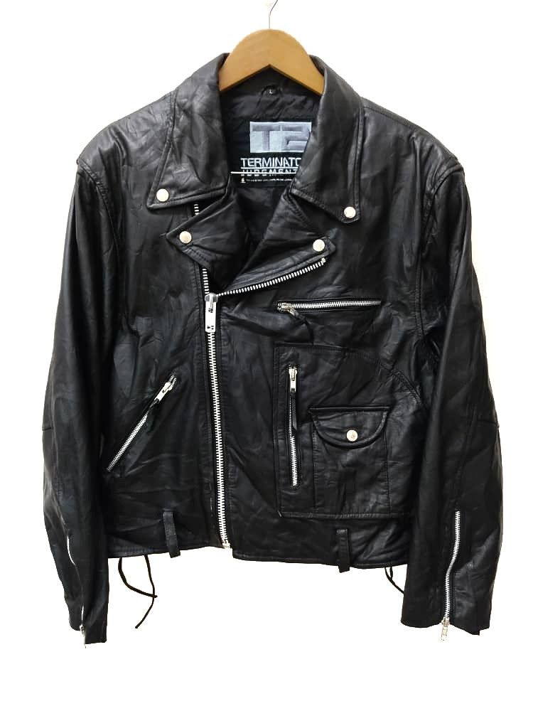 image of Terminator 2 Leather Jacket in Black, Men's (Size Large)