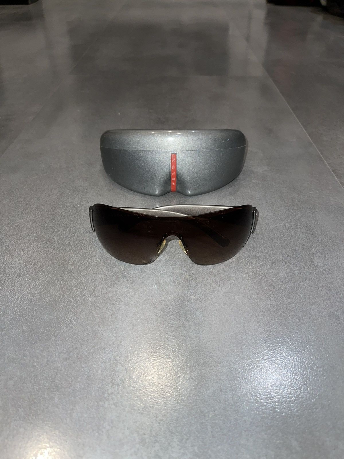 Prada Prada SPS 07F Red Tab Logo Shield Sunglasses Size ONE SIZE - 4 Thumbnail