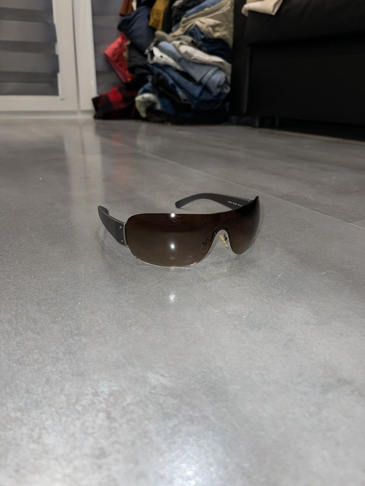 Prada Prada SPS 07F Red Tab Logo Shield Sunglasses Size ONE SIZE - 3 Thumbnail