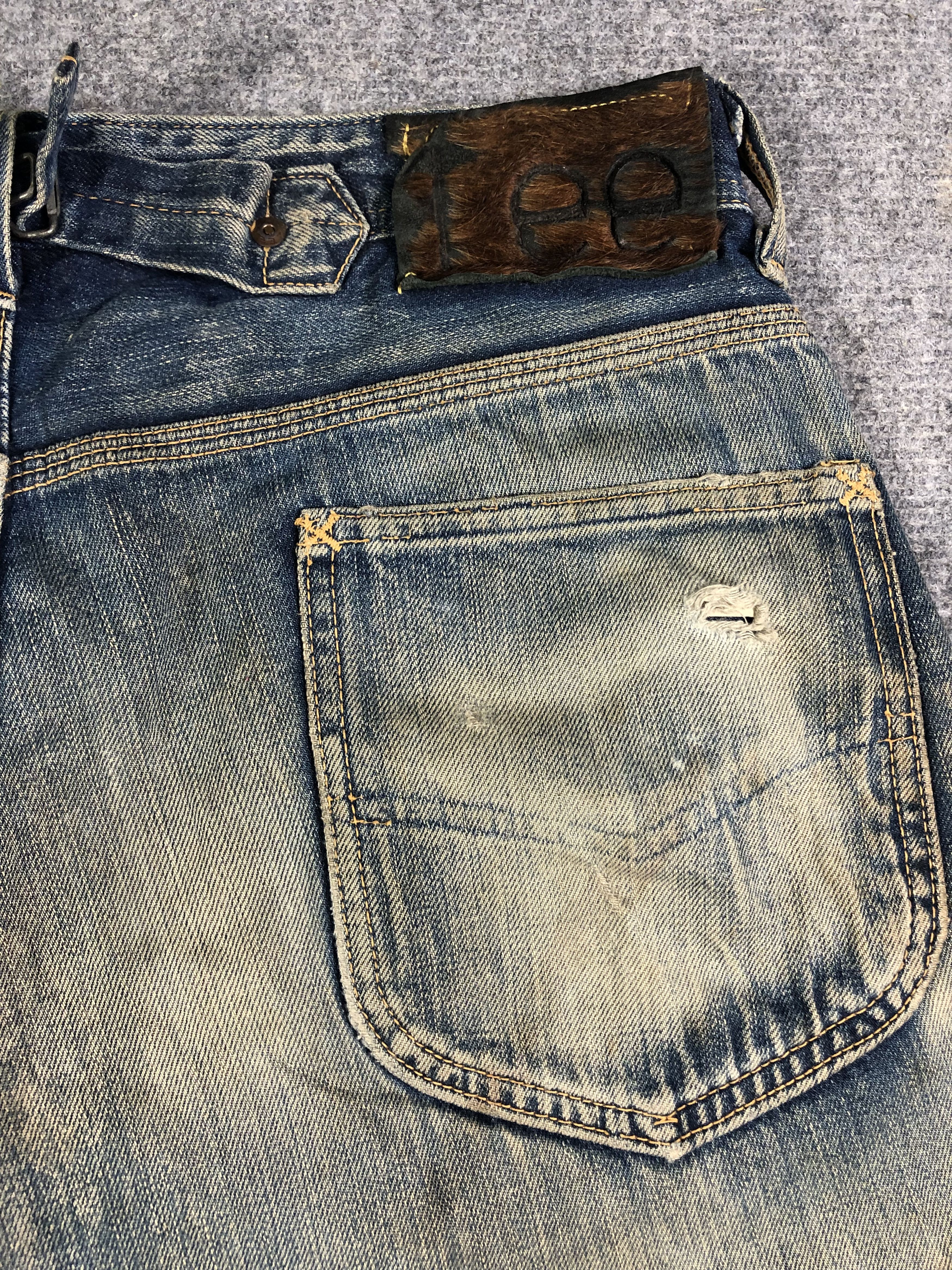 Lee Rare Vintage 80s Lee Cowboy Selvadge Buckle Back 32X29 Size US 32 / EU 48 - 14 Thumbnail