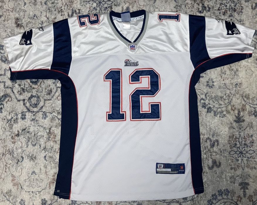 Vintage Tom Brady #12 New England Patriots NFL Patriots Reebok White Jersey  XL