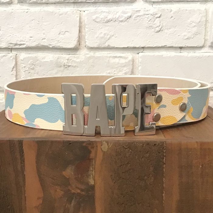 Bape BAPE cotton candy camo leather belt new multi camo ape NIGO | Grailed