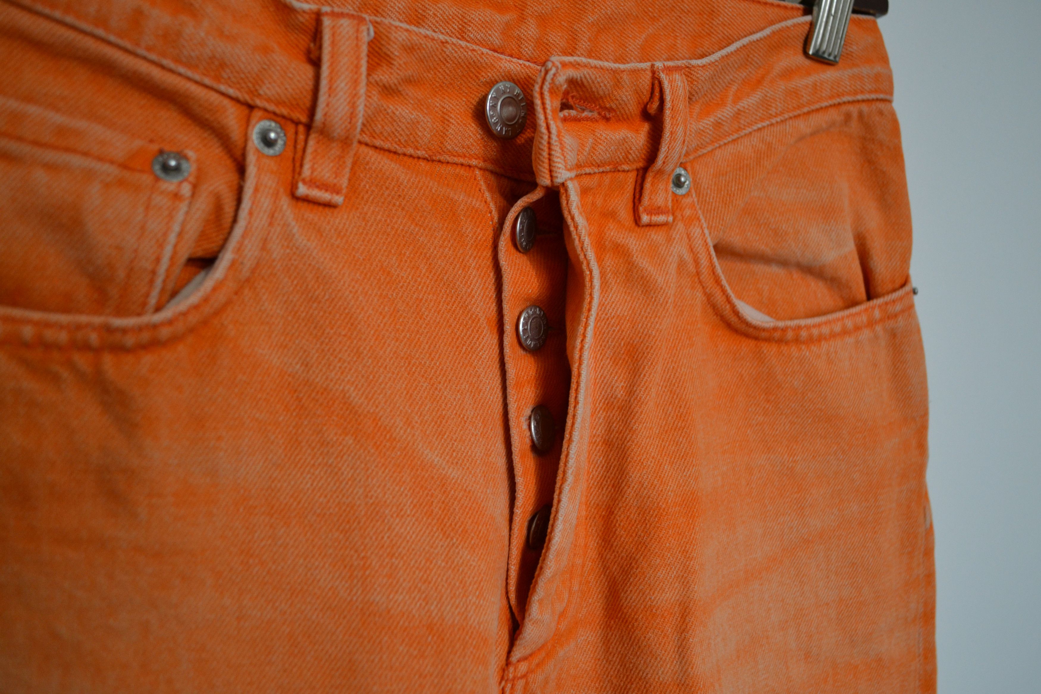 Vintage Helmut Lang Jeans Orange Denim 90s Size US 26 / EU 42 - 6 Thumbnail