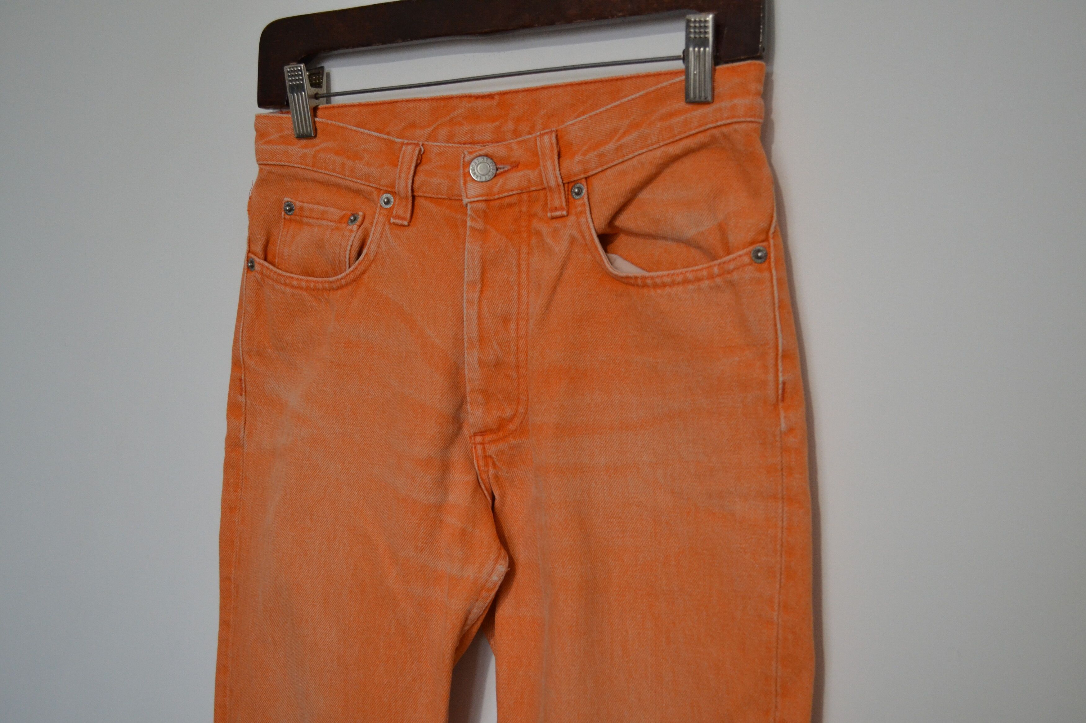 Vintage Helmut Lang Jeans Orange Denim 90s Size US 26 / EU 42 - 3 Thumbnail