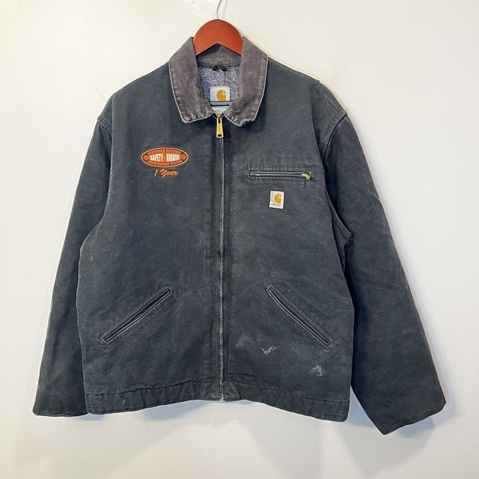 Vintage Vtg Carhartt Detroit Duck Blanket Lined Jacket Black | Grailed