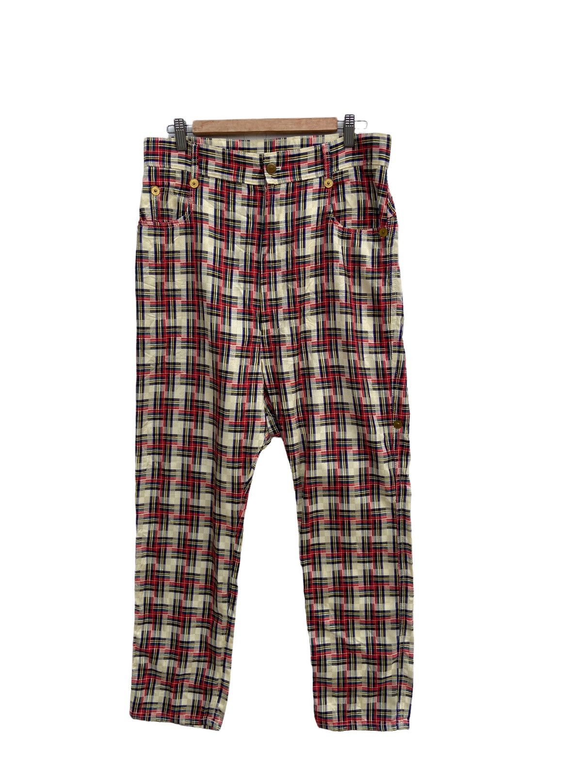 Issey Miyake MERCIBEAUCOUP RED TARTAN CROTCH PANT Size US 32 / EU 48 - 1 Thumbnail