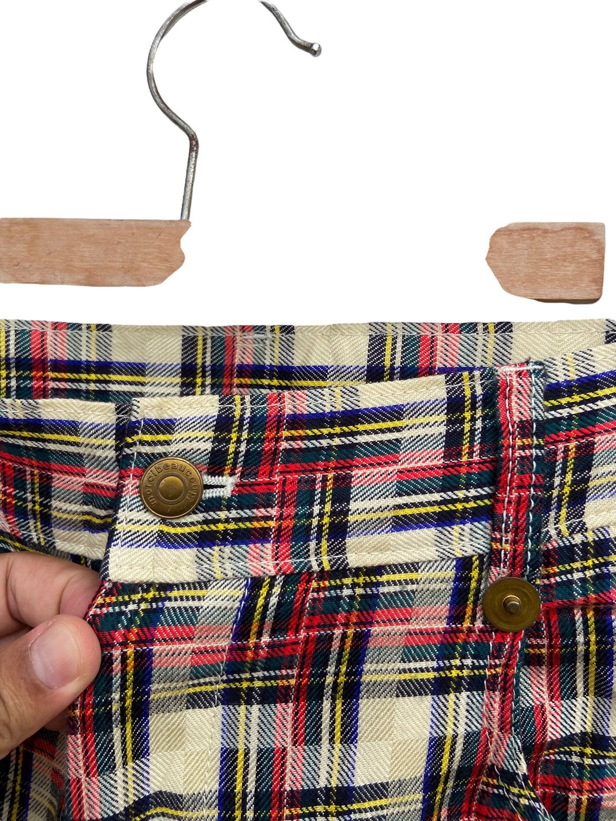 Issey Miyake MERCIBEAUCOUP RED TARTAN CROTCH PANT Size US 32 / EU 48 - 4 Thumbnail
