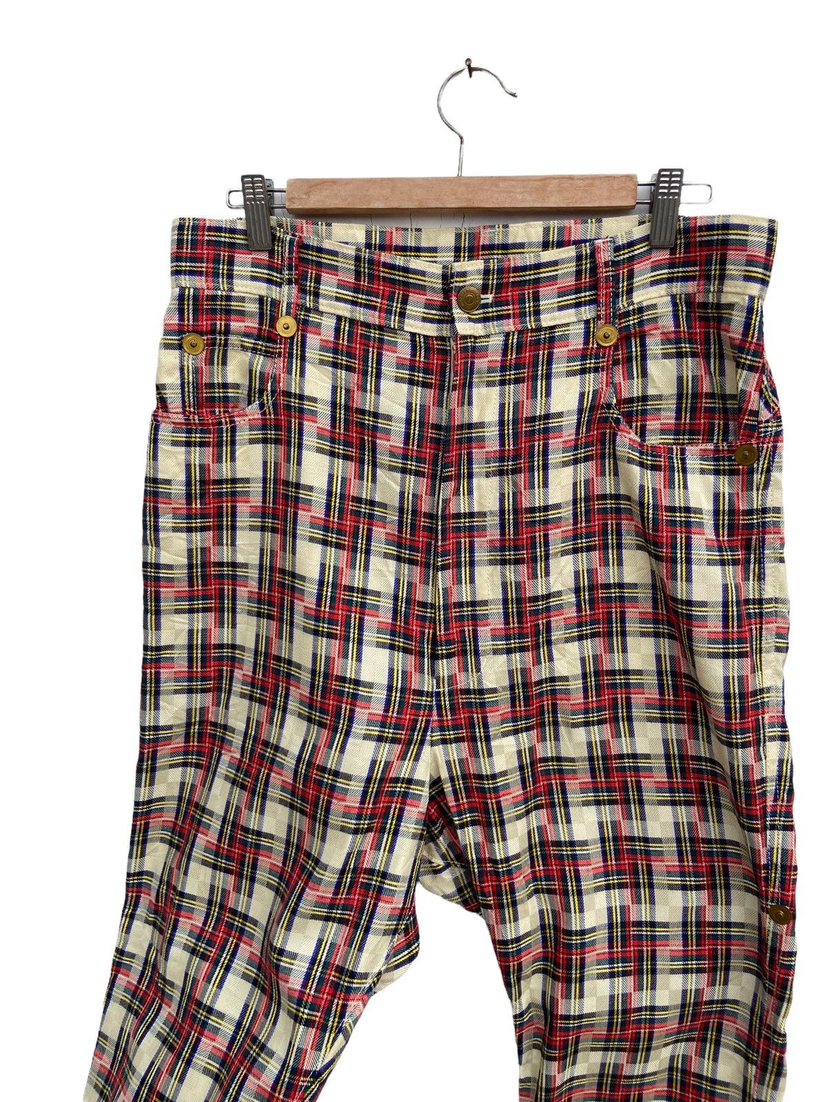 Issey Miyake MERCIBEAUCOUP RED TARTAN CROTCH PANT Size US 32 / EU 48 - 3 Thumbnail