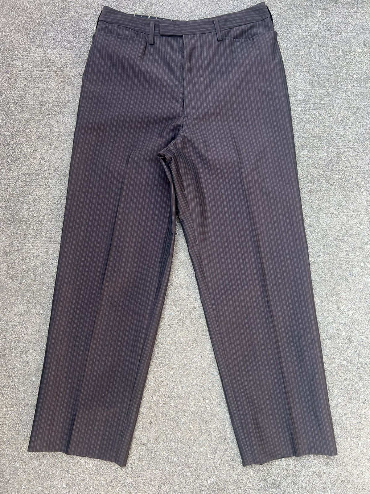 Matsuda Vintage 90s Nicole Yukio Kobayashi Stripe Brown Trouser Pant Size US 29 - 1 Thumbnail