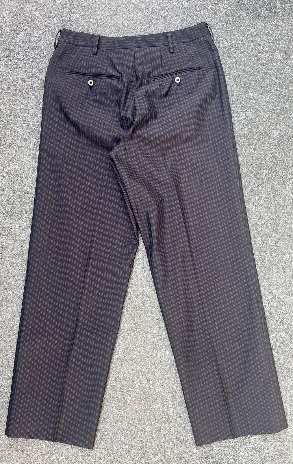 Matsuda Vintage 90s Nicole Yukio Kobayashi Stripe Brown Trouser Pant Size US 29 - 5 Thumbnail