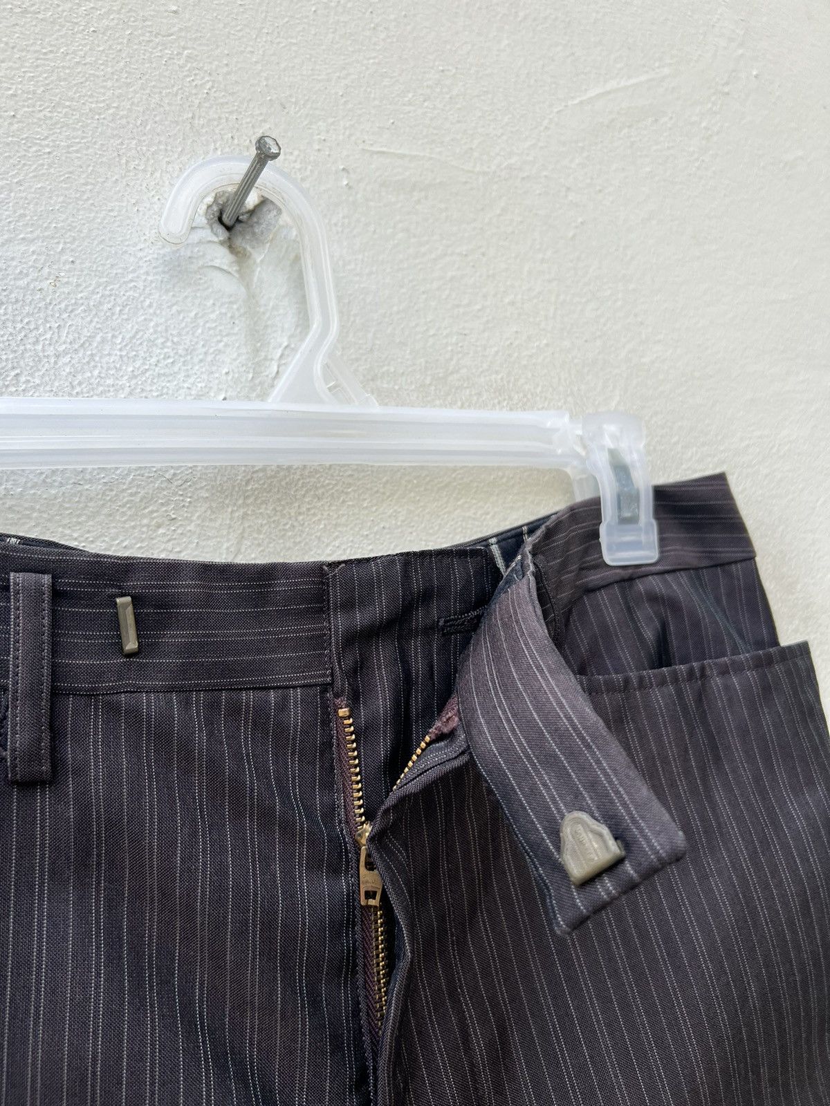 Matsuda Vintage 90s Nicole Yukio Kobayashi Stripe Brown Trouser Pant Size US 29 - 7 Thumbnail
