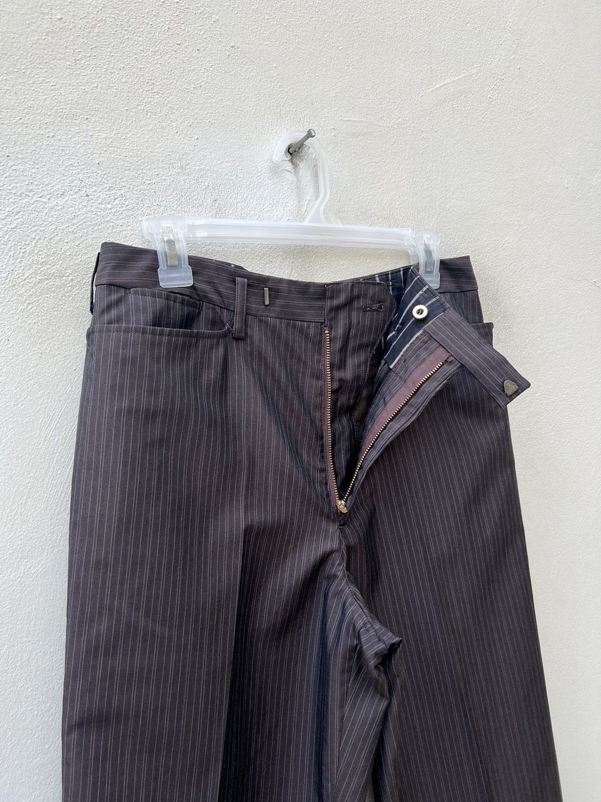 Matsuda Vintage 90s Nicole Yukio Kobayashi Stripe Brown Trouser Pant Size US 29 - 8 Thumbnail
