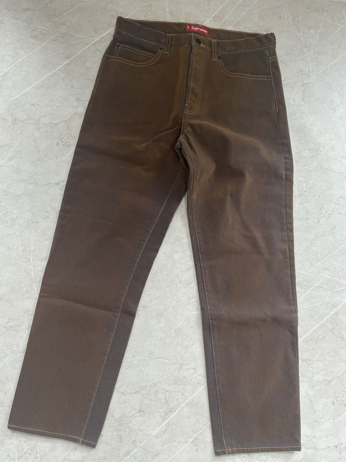 Supreme Flocked Regular Jean Gold 32