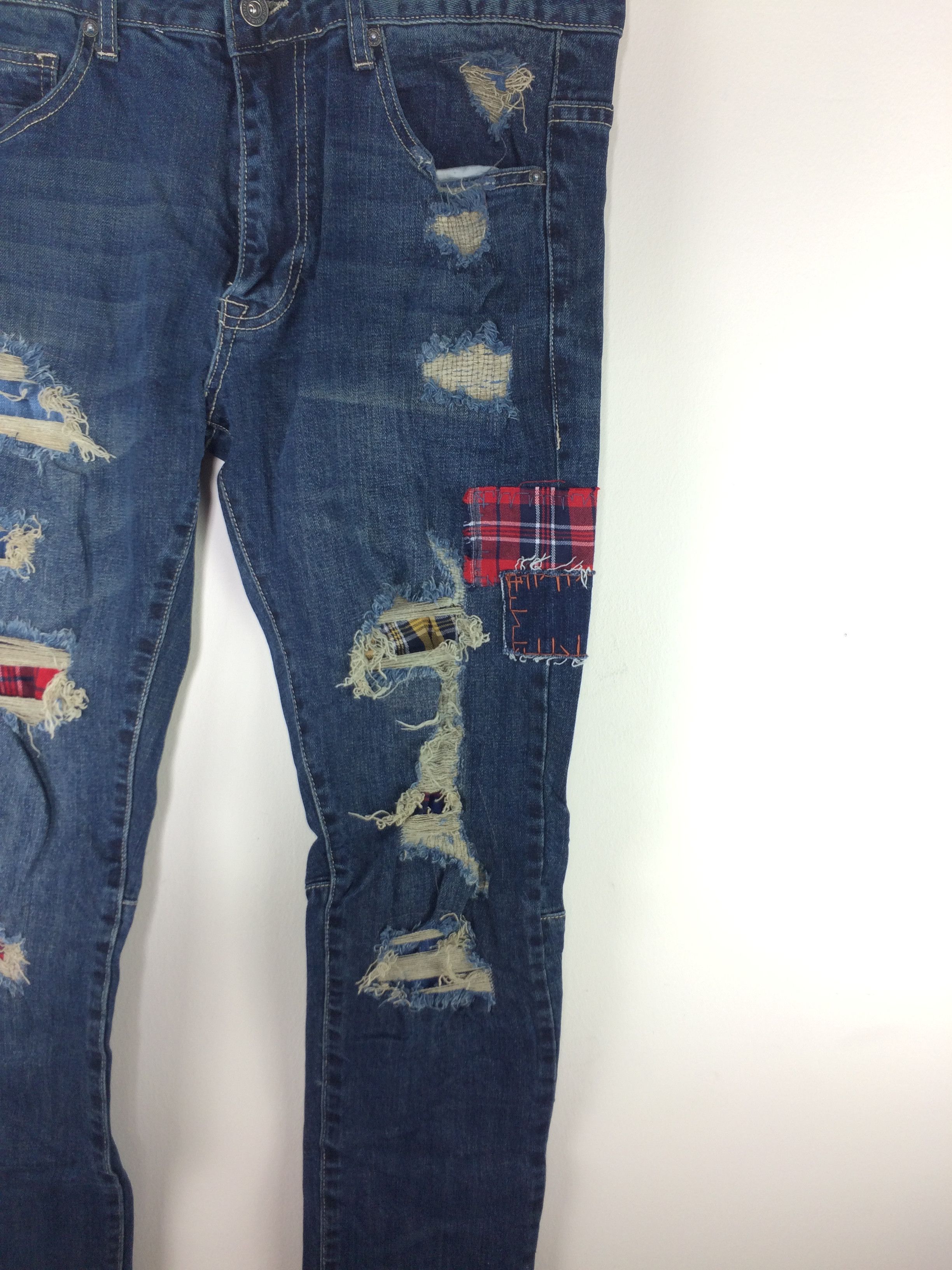 Japanese Brand × Smoke Rise Smoke Rise Japanese Brand Patchwork Distressed Denim Size US 35 - 7 Thumbnail