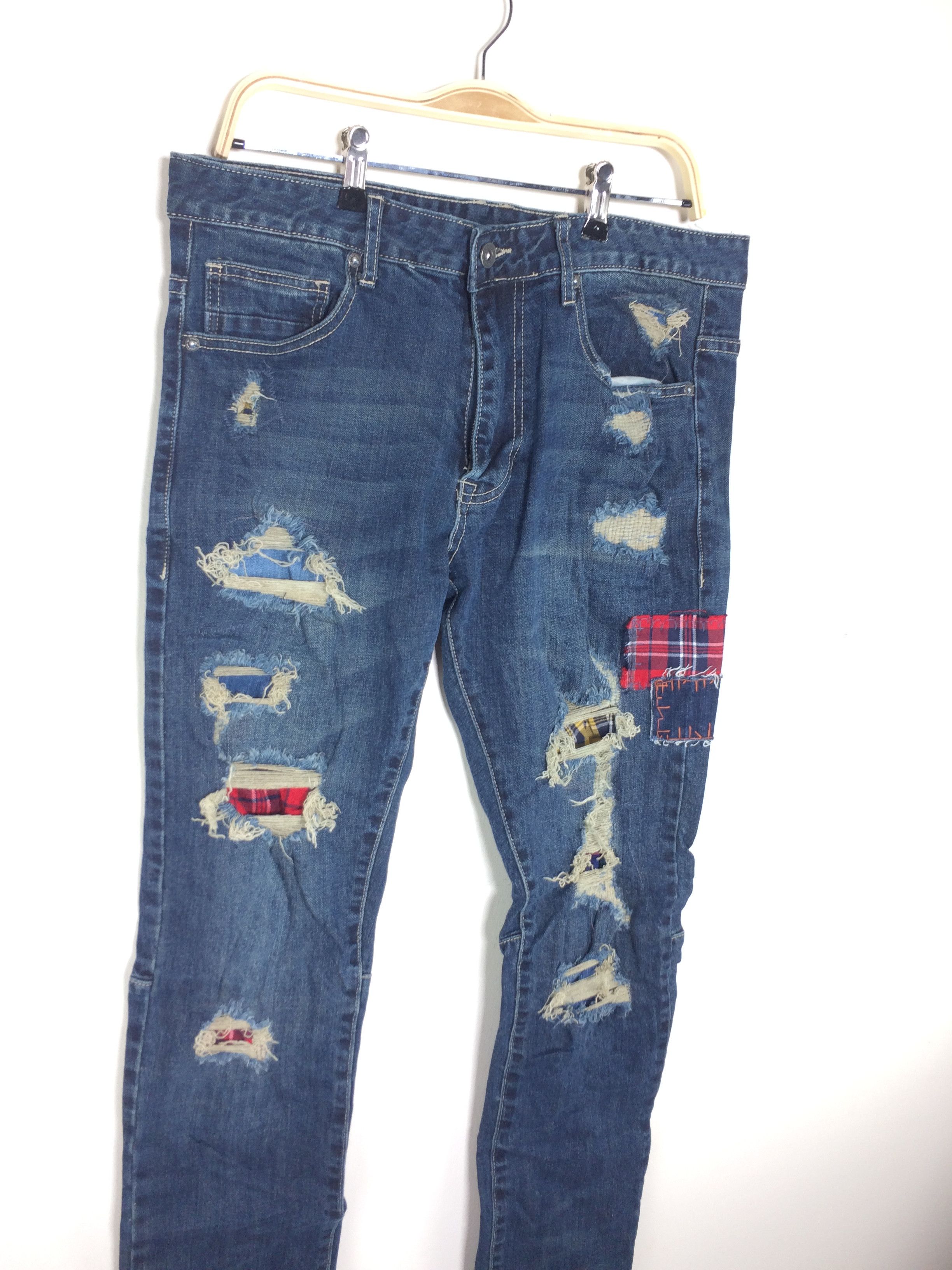 Japanese Brand × Smoke Rise Smoke Rise Japanese Brand Patchwork Distressed Denim Size US 35 - 6 Thumbnail