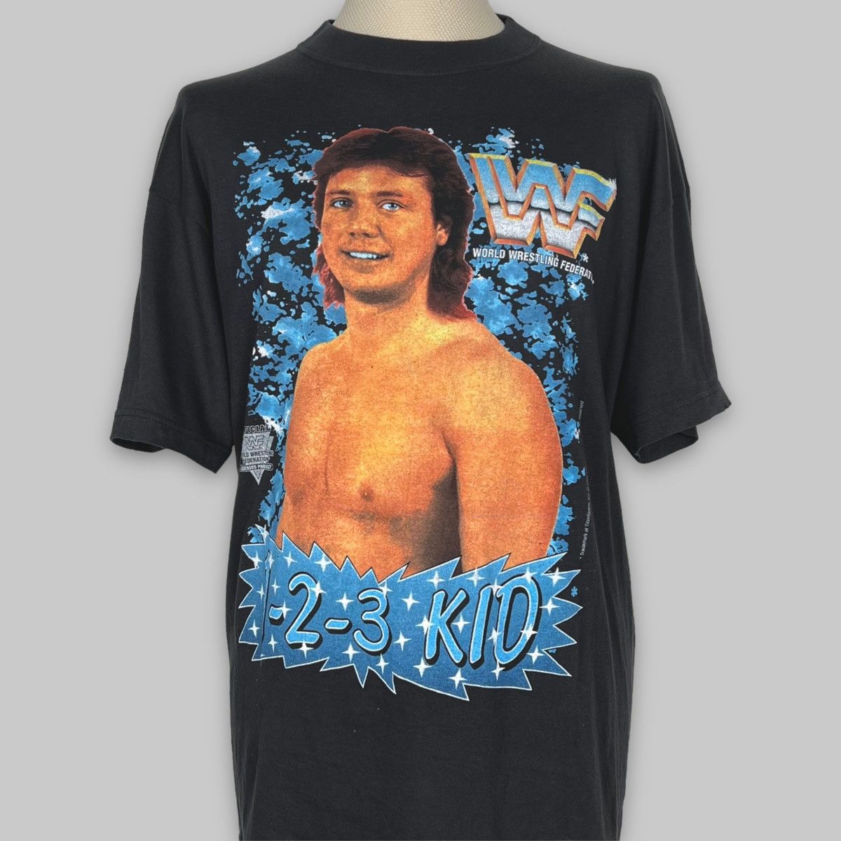 image of Very Vintage Misprint 1992 Marty Jannetty 123 Kid Wwf Promo Shirt in Black (Size Large)