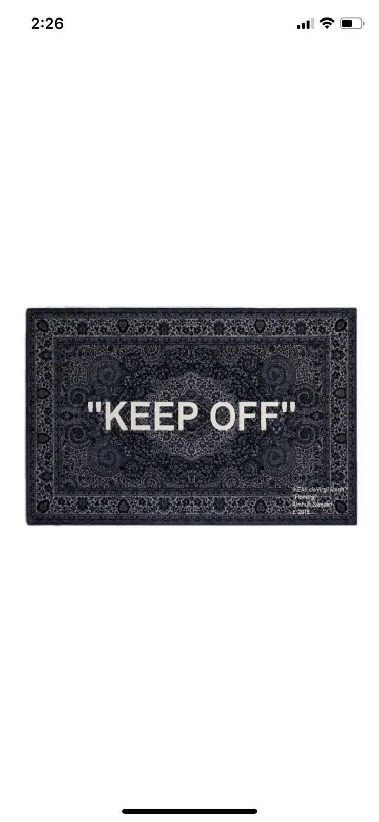image of Ikea “Keep Off” Rug 200X300Cm in Blue, Men's