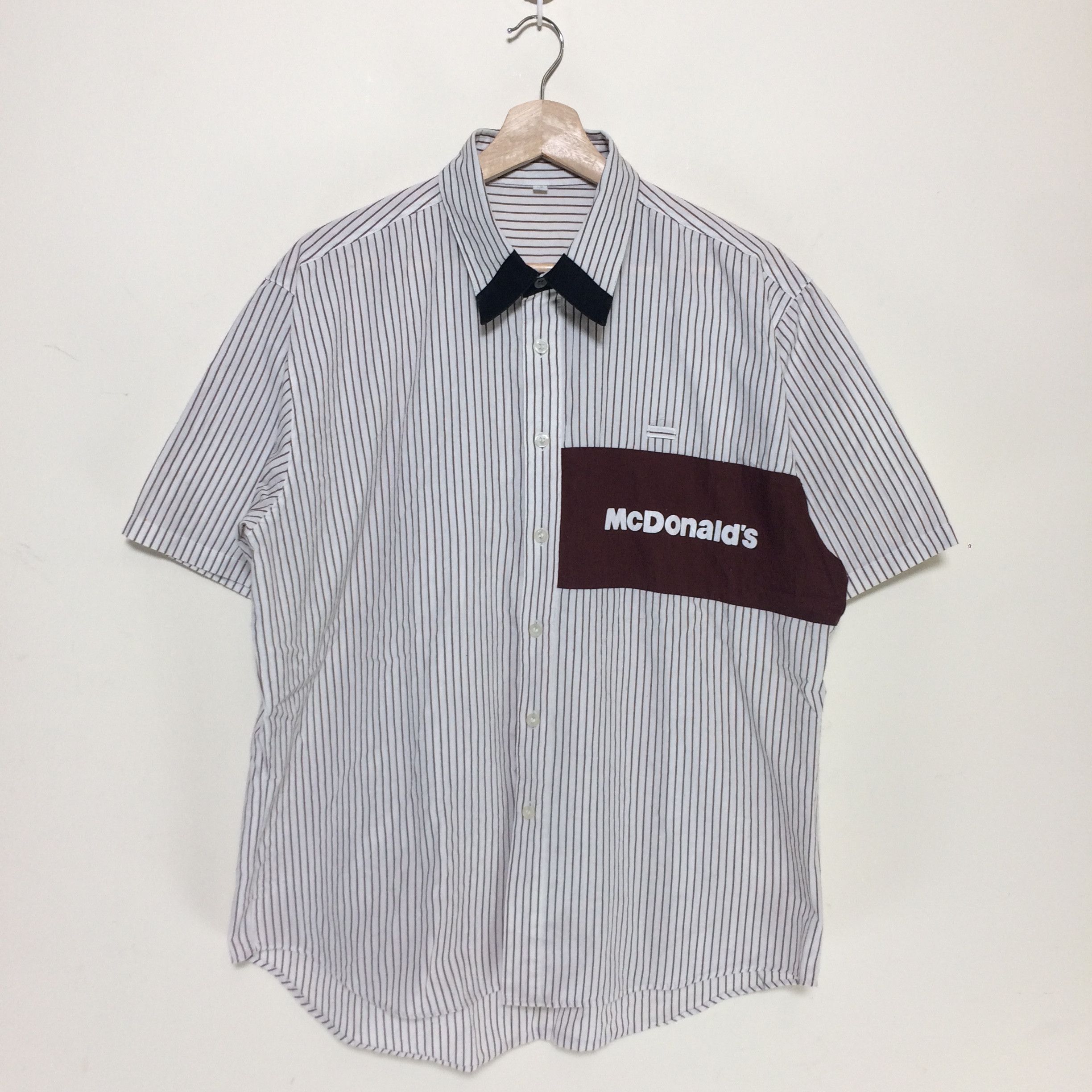 Uniform Wares × Vintage Vintage McDonald's Stripe Button Up Uniform Shirt Size US L / EU 52-54 / 3 - 1 Thumbnail