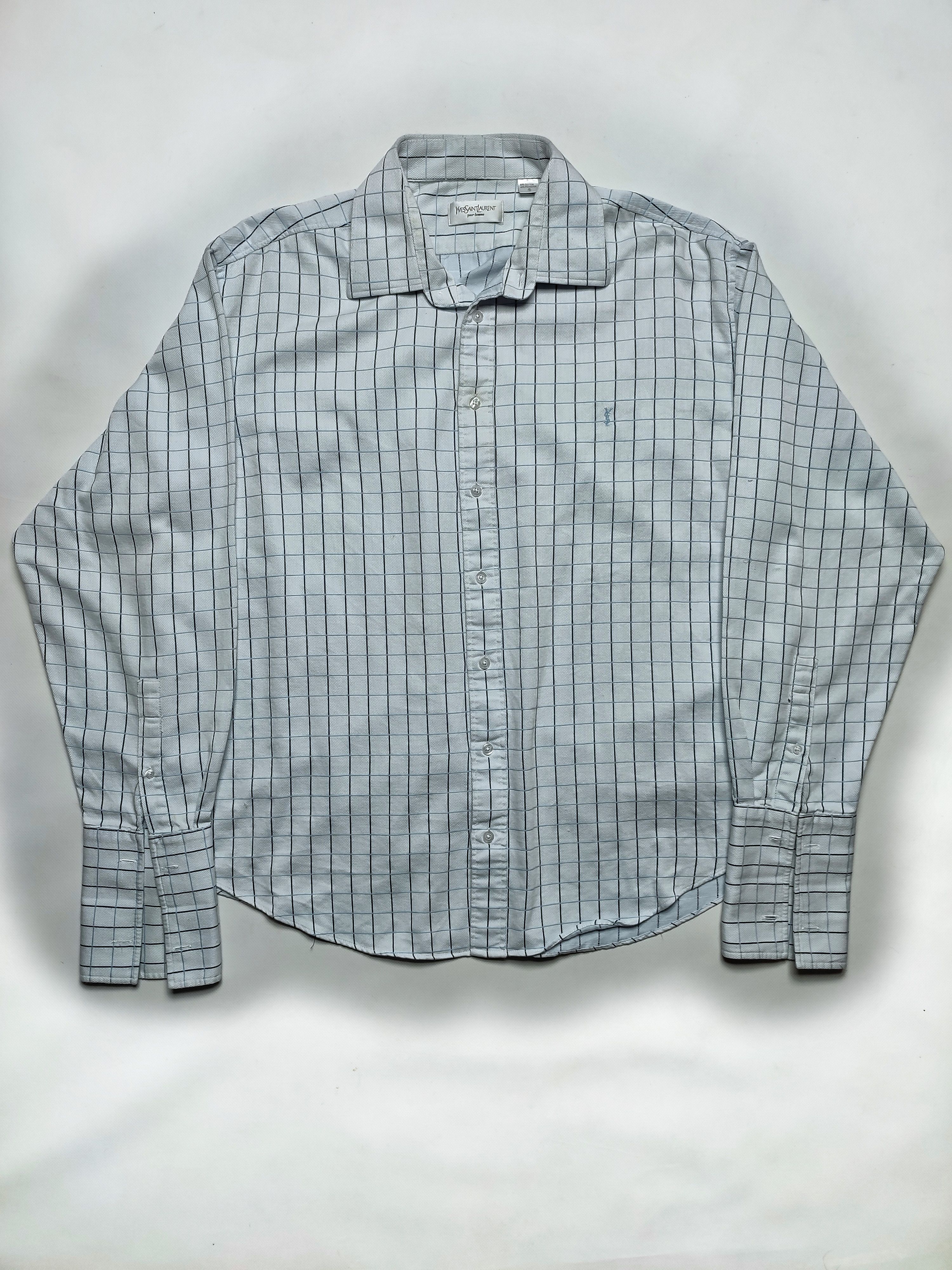 Yves Saint Laurent Vtg YSL Blue cufflinks button shirt Size US XL / EU 56 / 4 - 3 Thumbnail