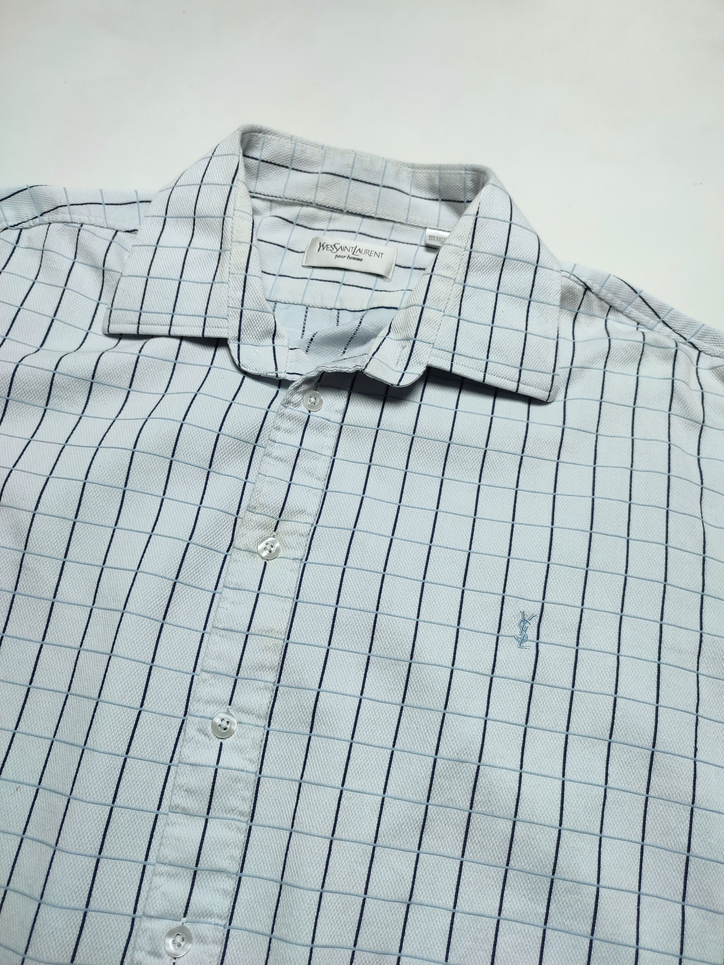 Yves Saint Laurent Vtg YSL Blue cufflinks button shirt Size US XL / EU 56 / 4 - 1 Thumbnail